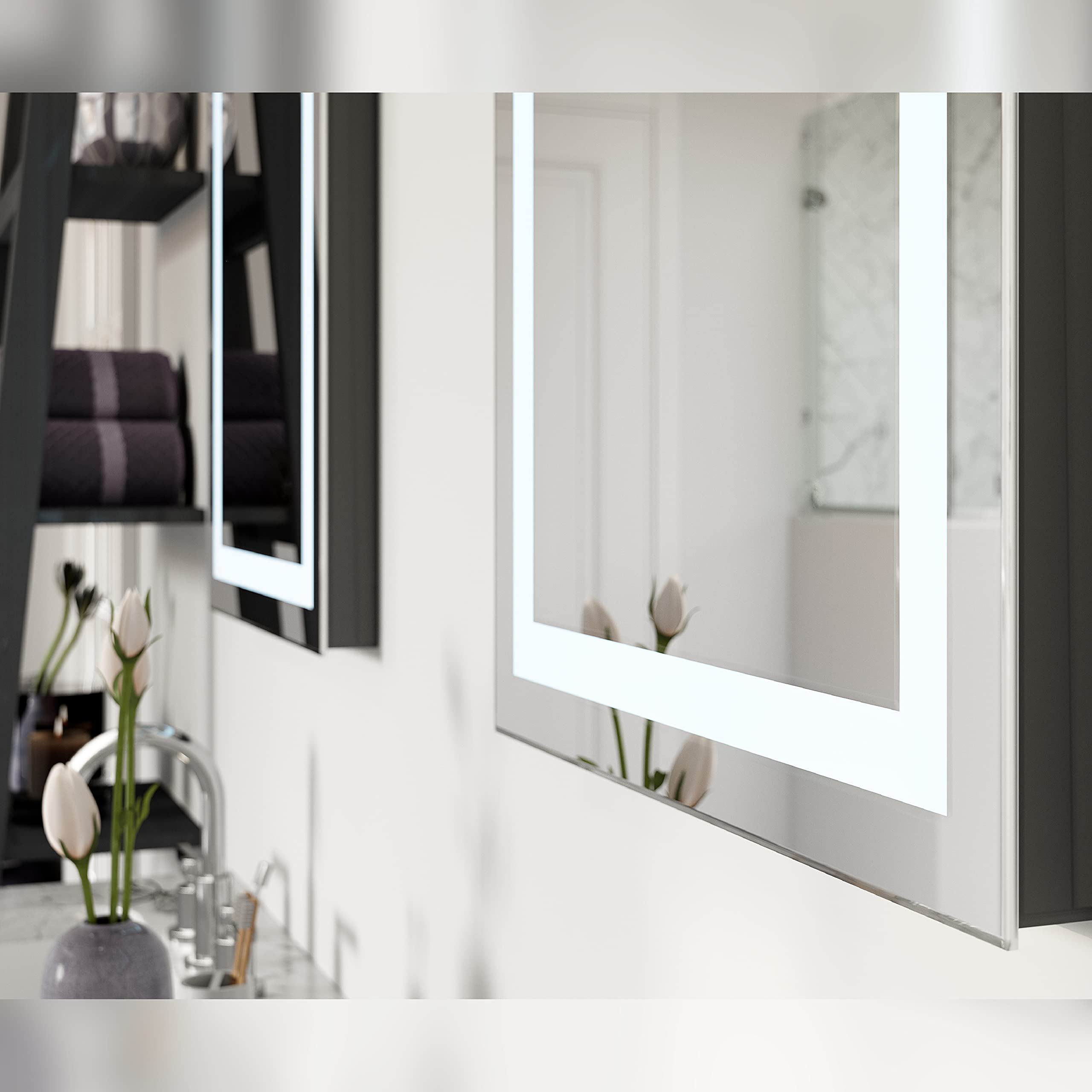 Homewerks 100153 30x36 inches LED Bathroom Mirror Wall Mounted Frameless Anti-Fog Light 800 Lumen Bright White 5000 Kelvin  Single Color