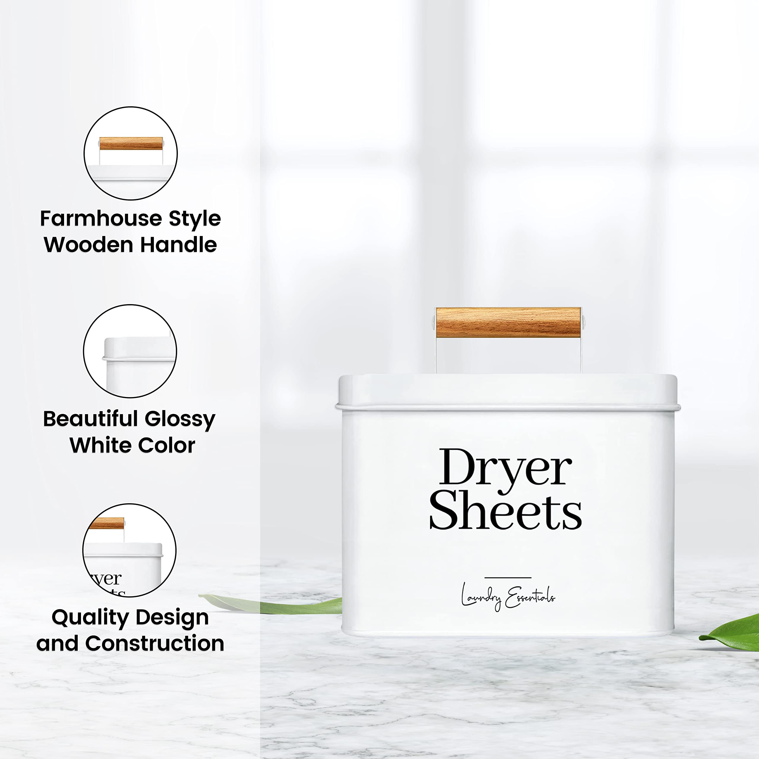 Modern Farmhouse Dryer Sheet Holder For Laundry Room Decor And Accessories, Metal Dryer Sheet Container For Laundry Decor, Dryer