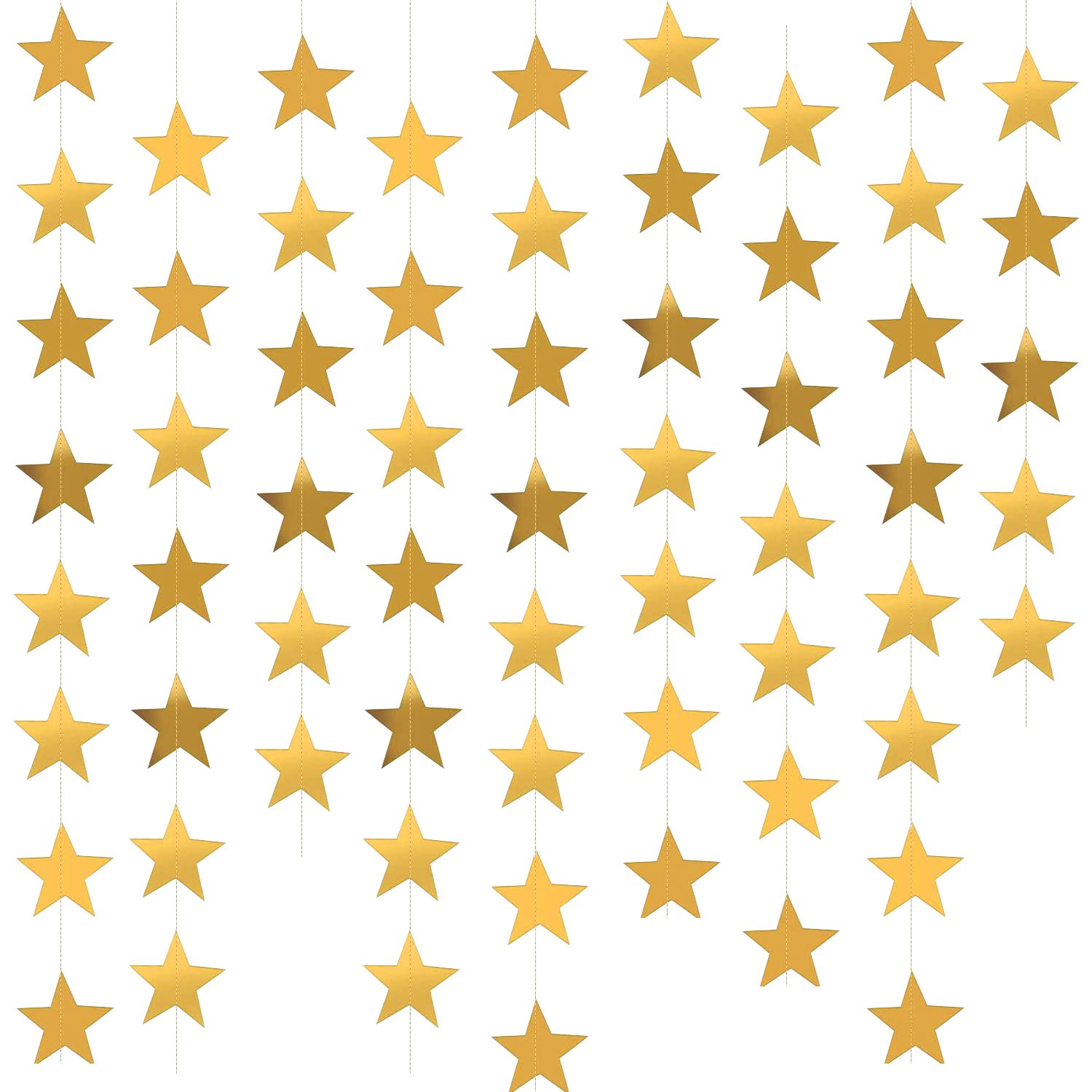 Yzurbu Gold Star Garland, 78 Feet Double Side Hanging Sparkly Paper Star Banner Decorations for Birthday Wedding Engagement Baby