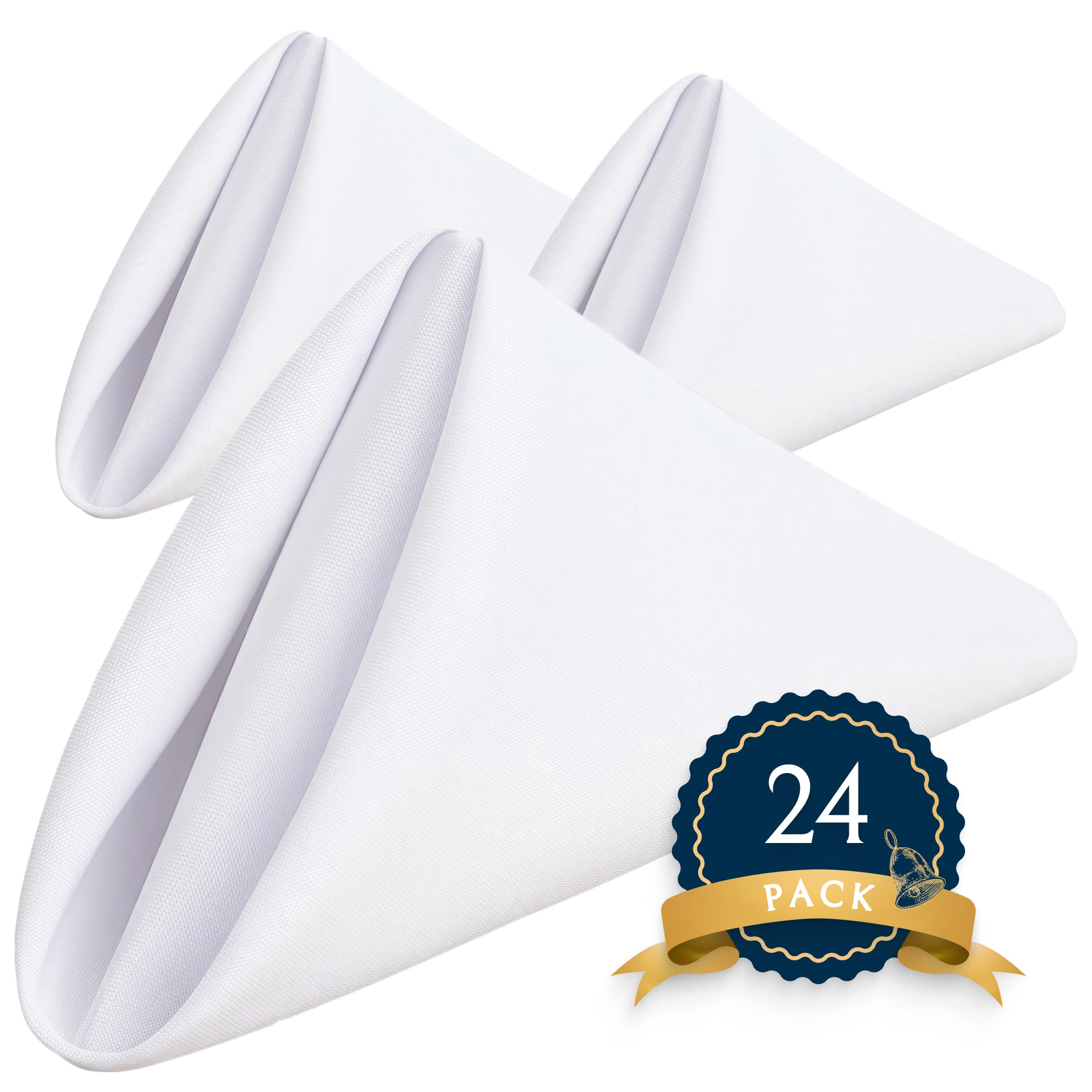 Wealuxe White Cloth Napkins Set Of 24-17X17 Inches, 220 Gsm Thick And Durable 100% Polyester Napkins, Stain And Wrinkle Free Din
