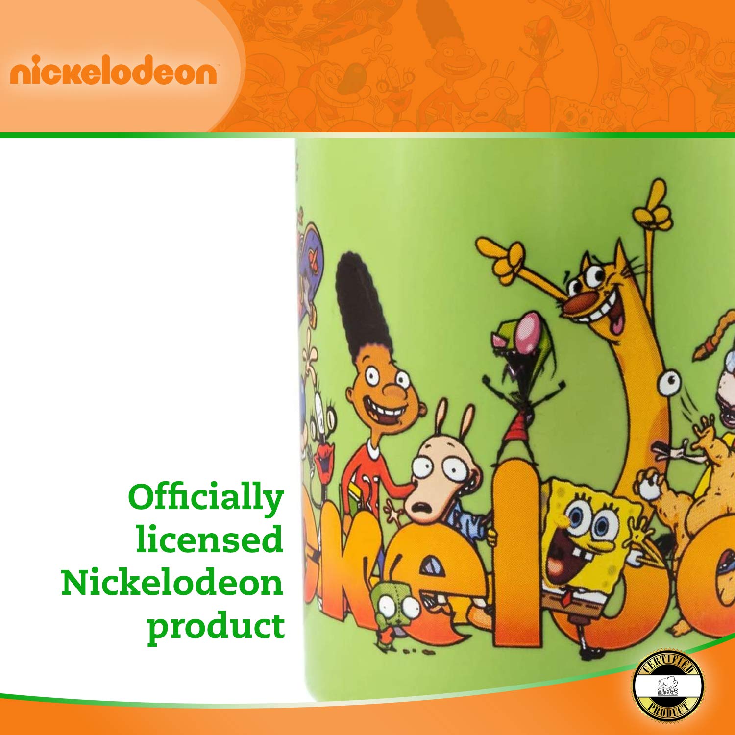Silver Buffalo Nickelodeon Logo and Characters 90s Nostalgia Ceramic Mug  14 Ounces