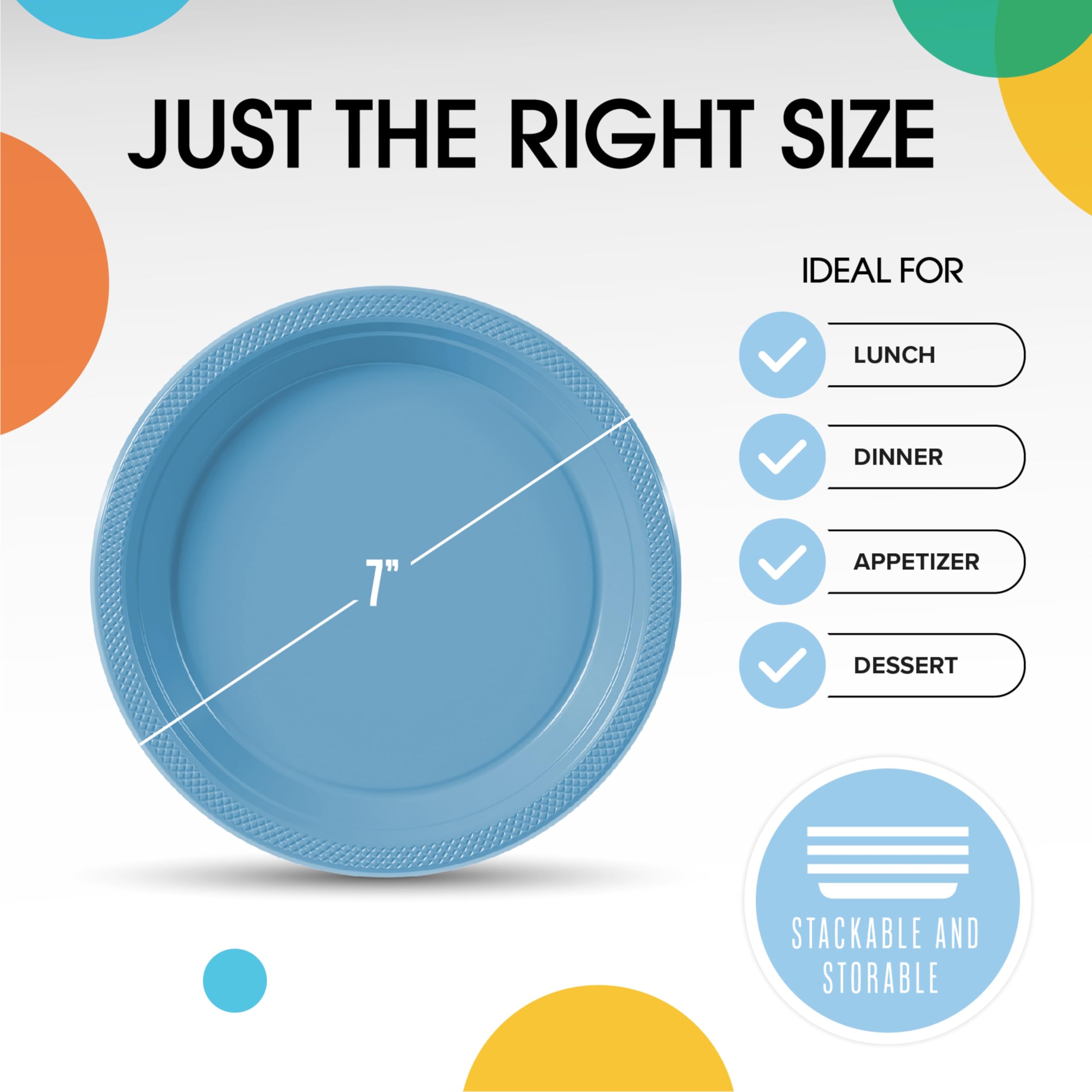 Exquisite Light Blue Plastic Plates For Party 7 Light Blue Disposable Plates For Party Supplies 50 Pcs Disposable Dinner Plate