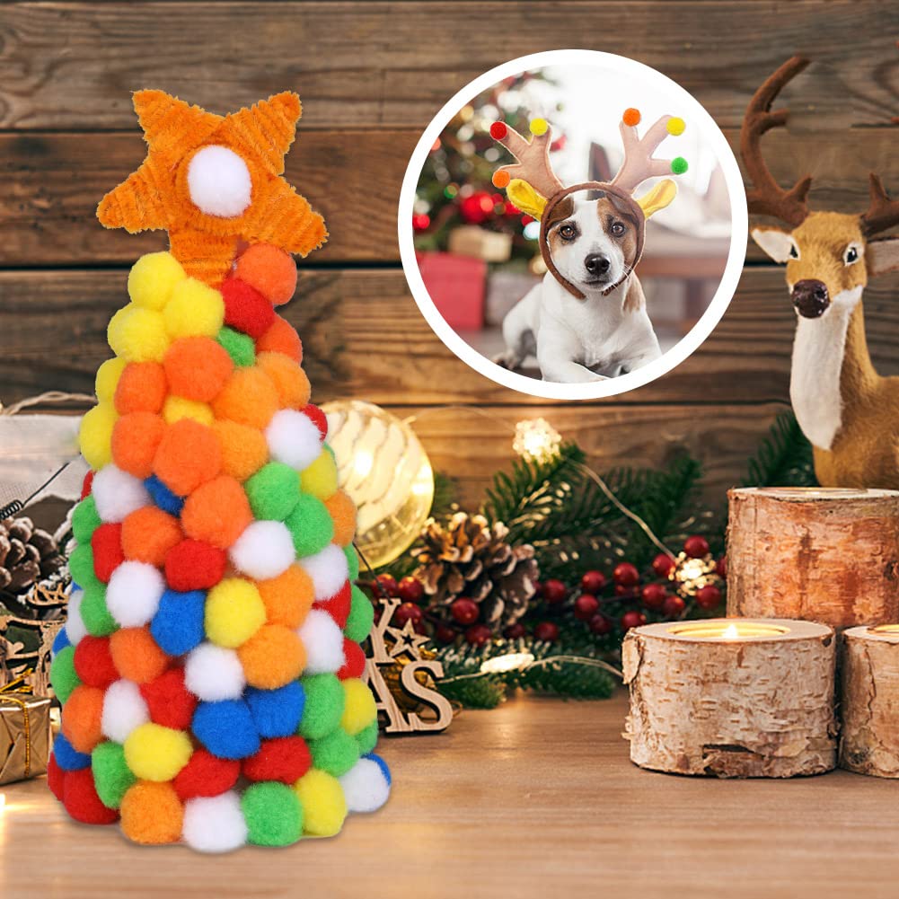 150 Pieces Pom Poms, 1 Inch Orange Craft Pom Poms, Christmas Fuzzy Pompom Puff Balls, Small Pom Pom Balls For Diy Arts, Crafts P