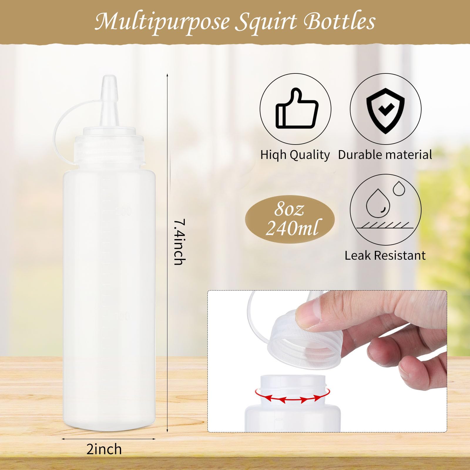 24 Pcs 8 Oz Plastic Condiment Squeeze Bottles Squeeze Leak Proof Multipurpose Squirt Bottles With Twist Top Cap For Sauces Ketch