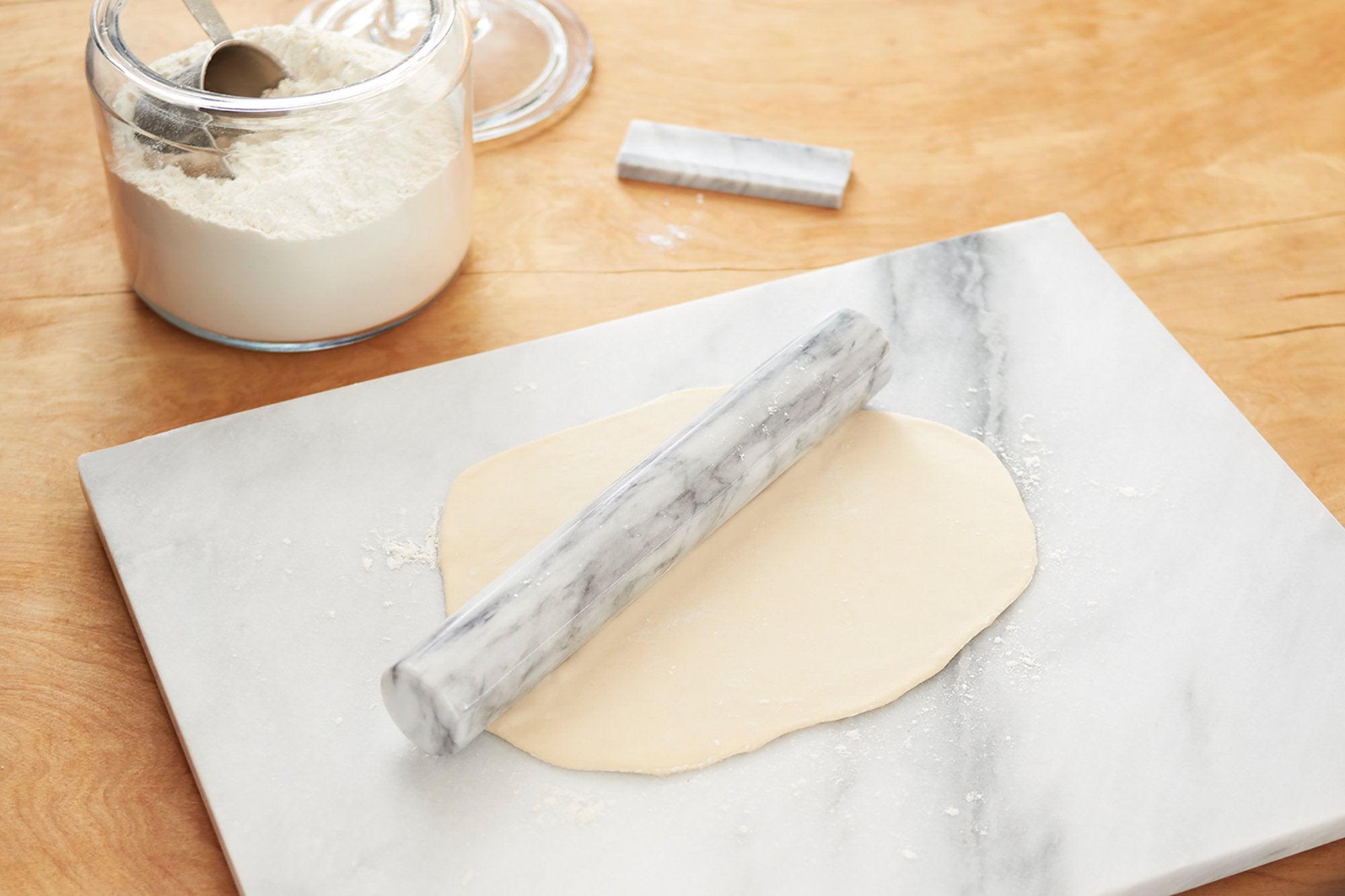 Fox Run French Marble Rolling Pin With Base, White, 3 X 12 X 3 Inches