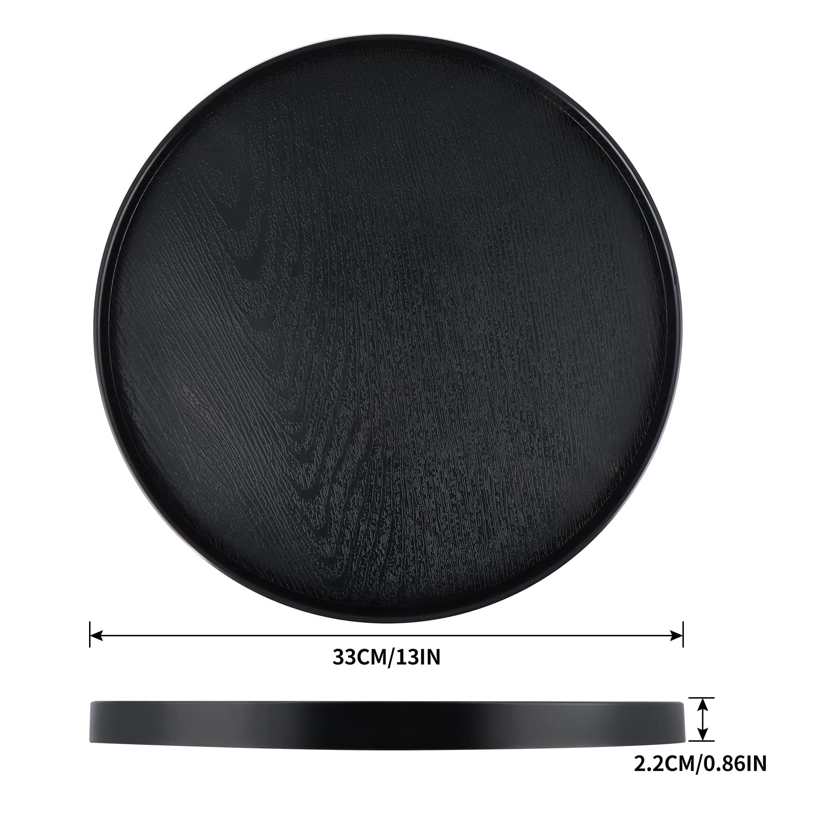 Mdluu Plastic Serving Tray, 13'' Ottoman Tray, Round Butler Tray For Breakfast In Bed, Coffee Table Decor, Party