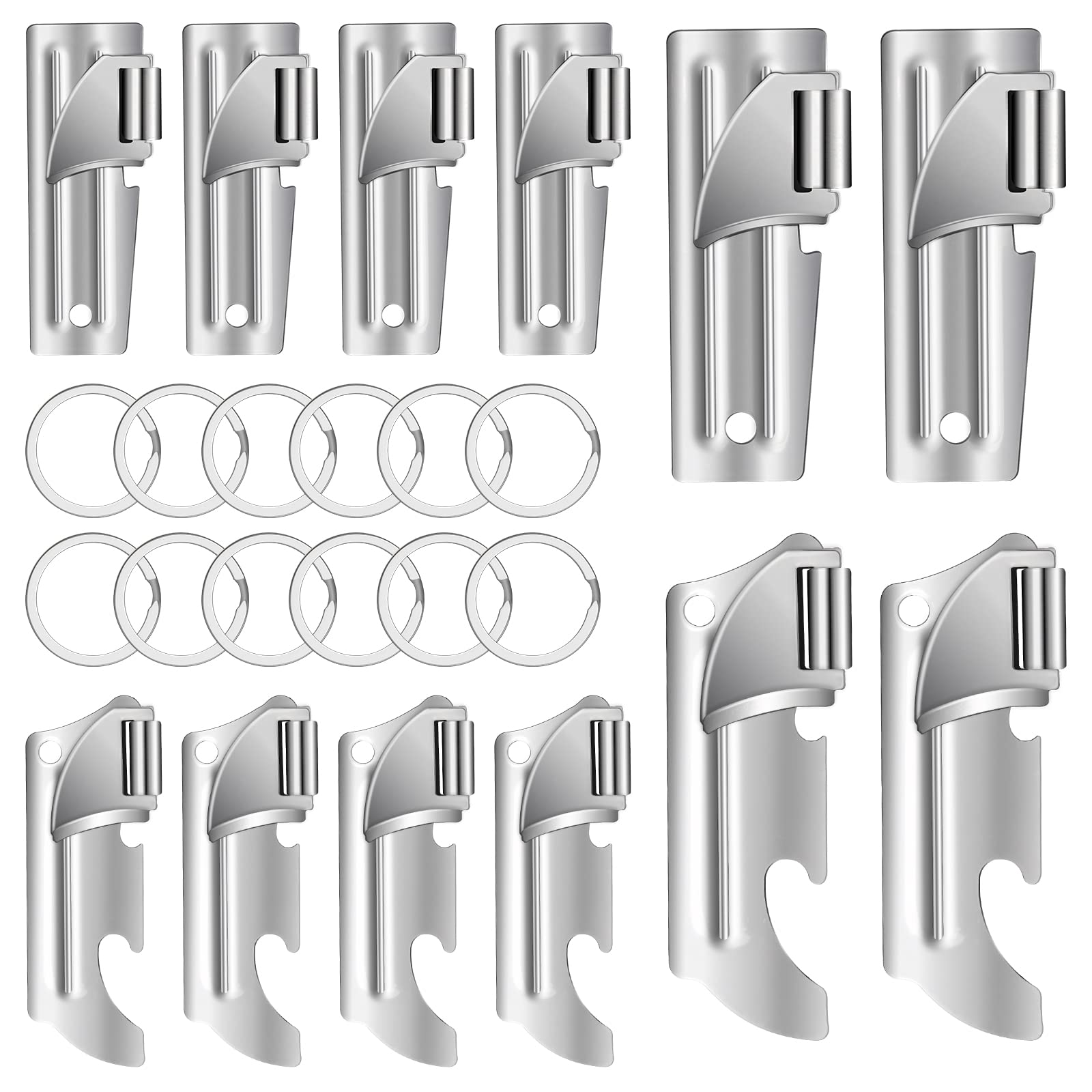 12 Pieces Military Style Can Openers With Key Rings, Anglecai P-51 And P-57 Military Can Openers Camping Can Openers Stainless S