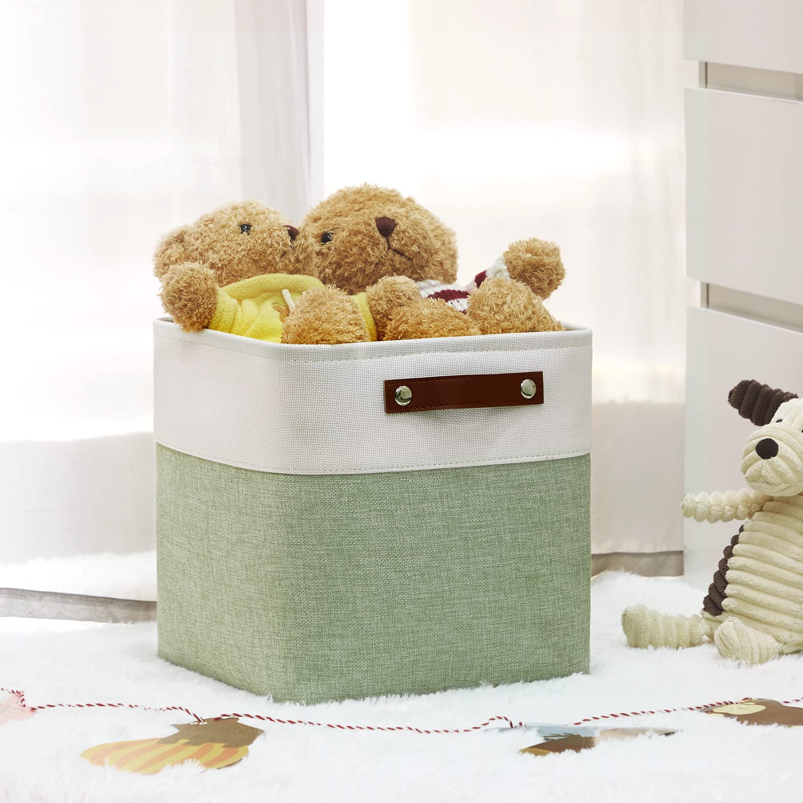 Dullemelo Storage Baskets For Organizing, Fabric Storage Cubes For Dog Toy Box, 11 Inch Decorative Cube Storage Bins With Handle