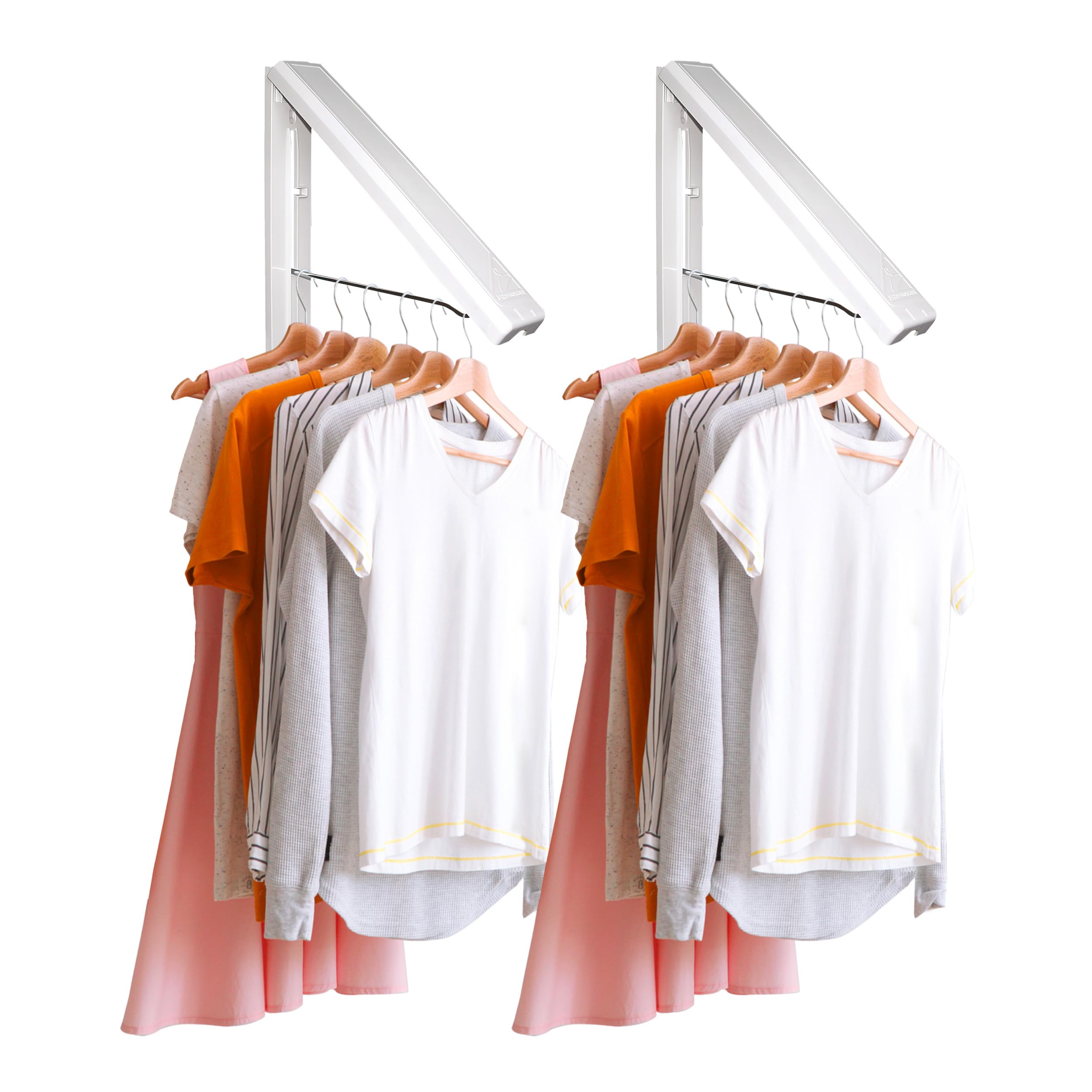InstaHanger - The Original Foldable Clothes Drying Rack - Space Saving Laundry and Closet Organizer - 2 Pack Original Wall Mount