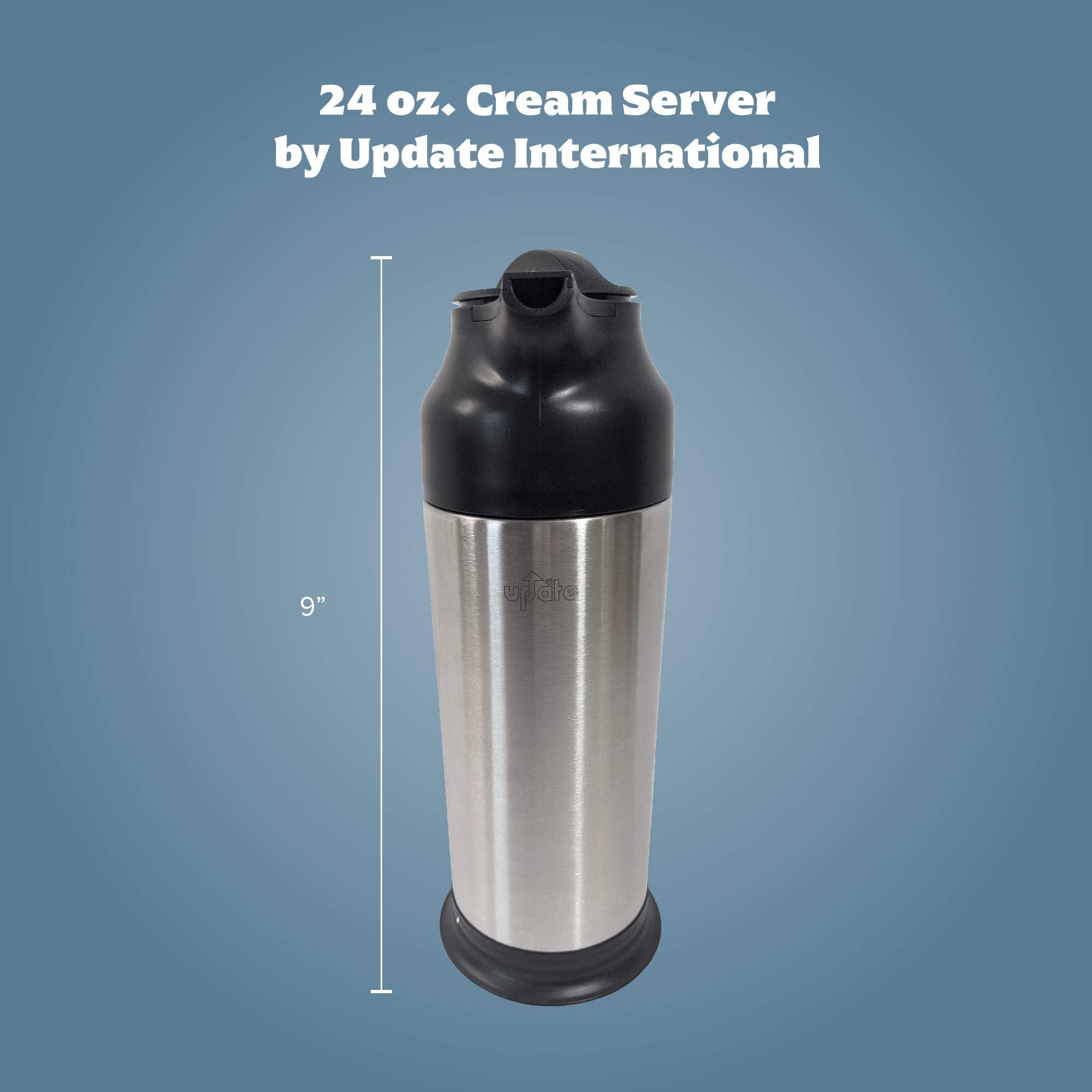 Update International (SV-70) 24 Oz Black and Stainless Cream Server Clear