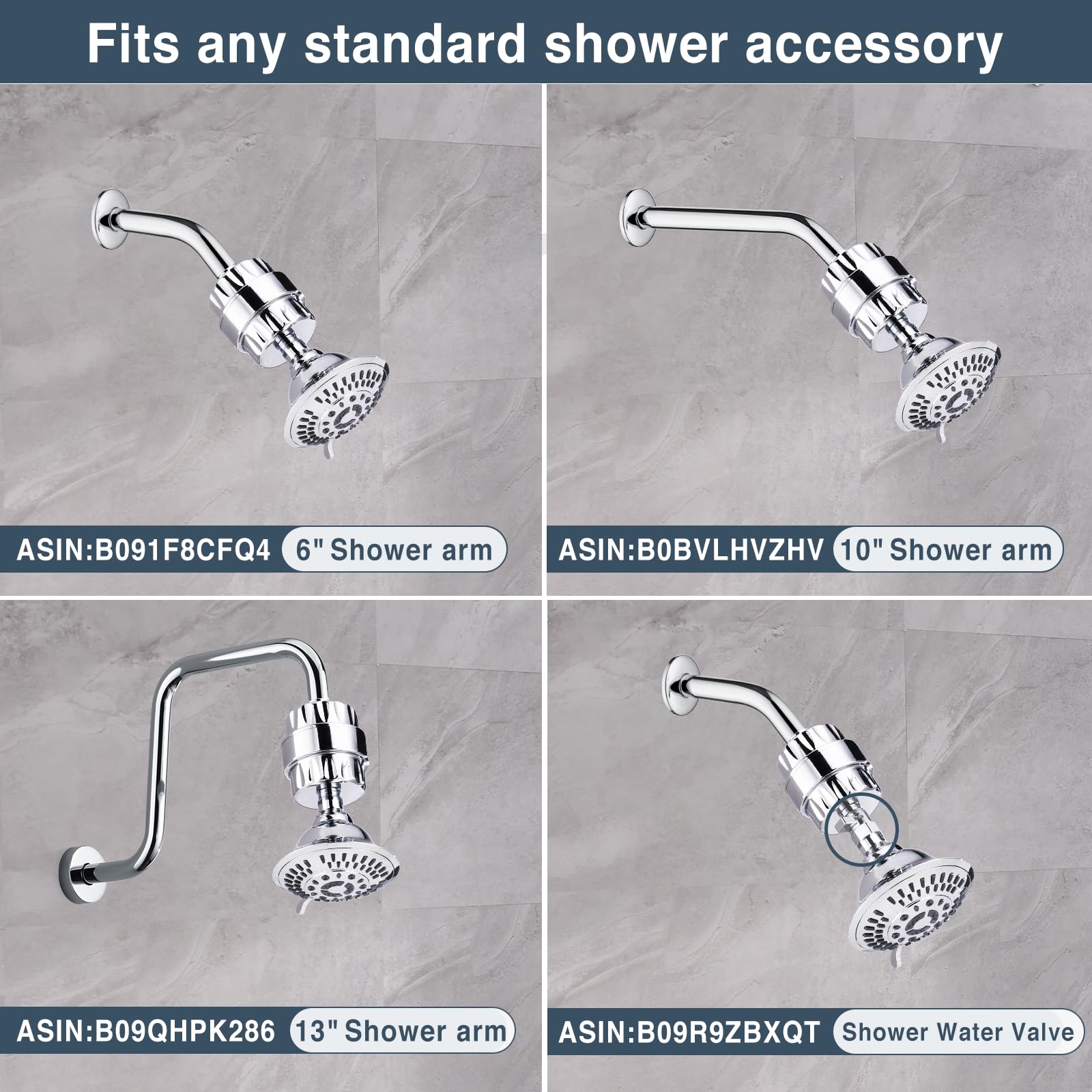 BRIGHT SHOWERS High Pressure Shower Head with Shower Filter 5 Spray Setting Fixed Shower Head  Filtered Showerhead for Hard Water Removes Chlorine Fluoride Sediment and Heavy Metals  Polished Chrome