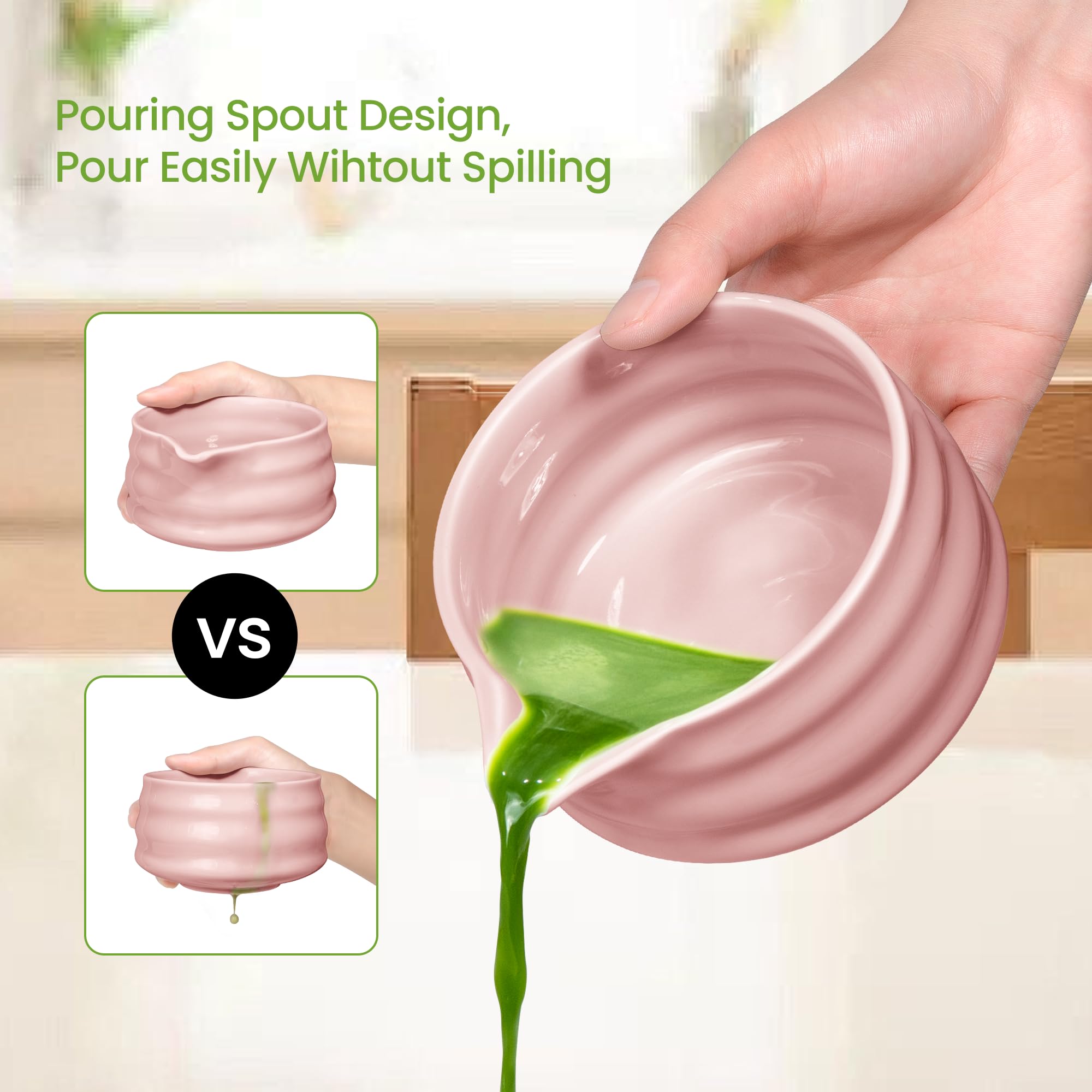Matcha Whisk Set And Bowl, Matcha Making Kit Whisk, Bowl With Spout, Sifter, Ceramic Whisk Holder, Spoon Japanese Tea Powder Sta