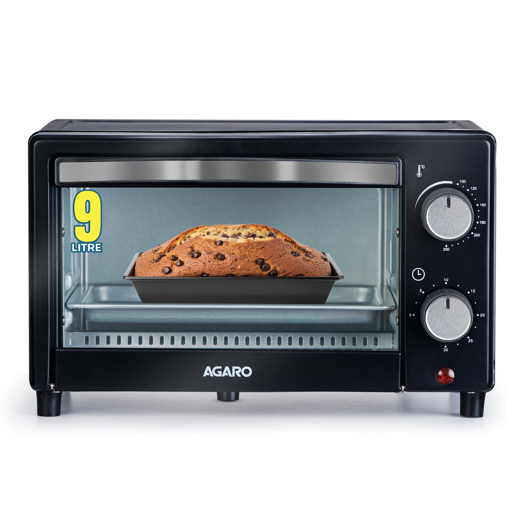 Agaro Marvel 9L Otg Oven 800W, Compact Toaster Griller For Baking, Toasting & Grilling, Adjustable 100C-250C, 30-Min Timer With 