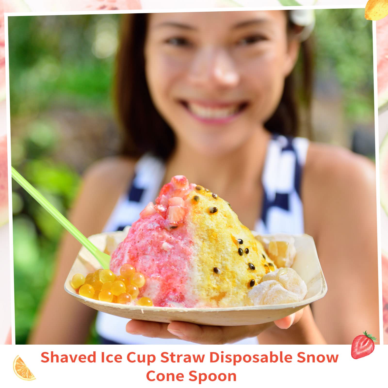 Eaasty 1000 Pcs Snow Cone Spoon Straws, Flexible Plastic Straws, Flexible Disposable Drinking Straws, Disposable Plastic Sip Sti