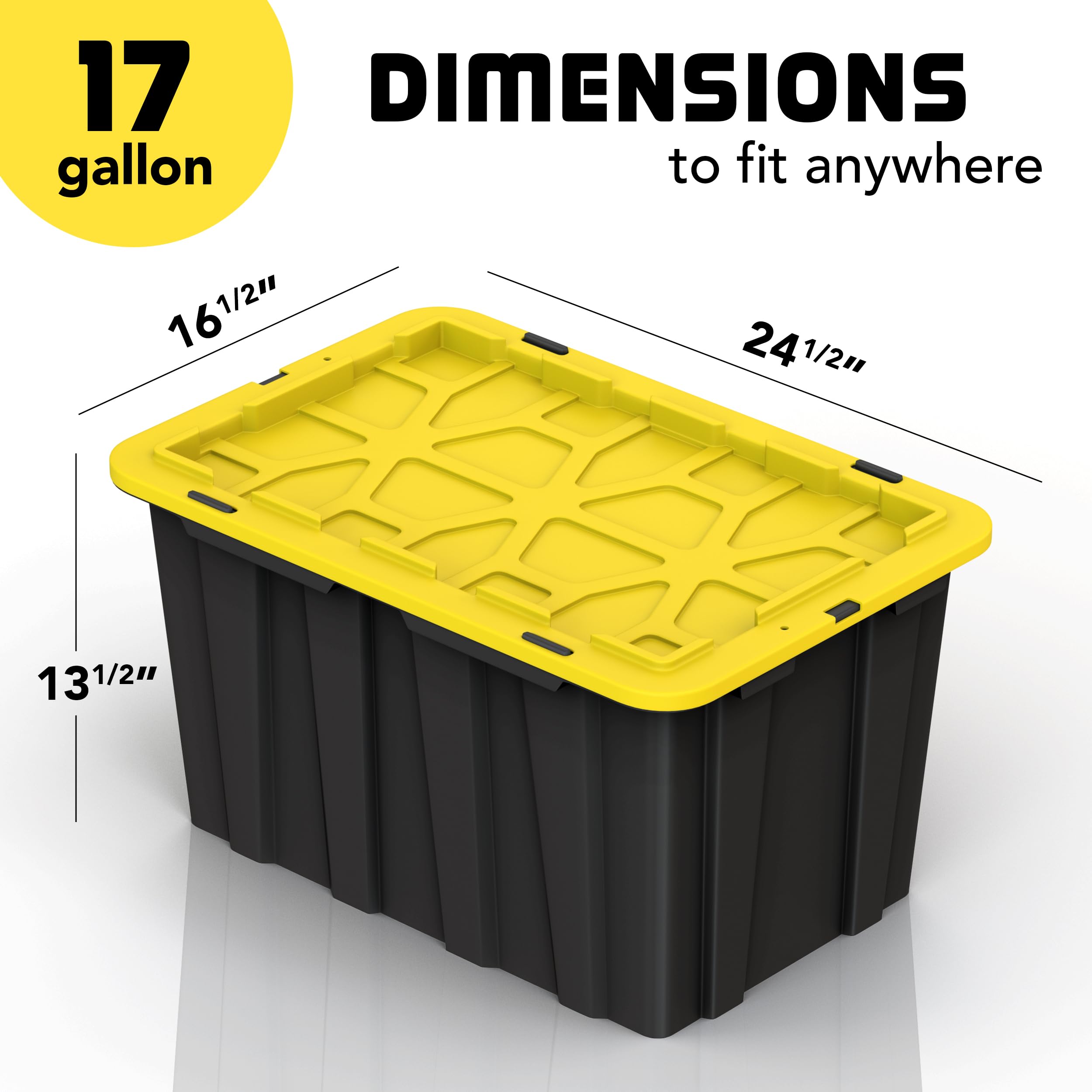 Lifetime Home (4 Pack 17 Gallon Plastic Storage Bin Tote Organizing Container With Ultra Durable Secure Latching Lids, Stackable