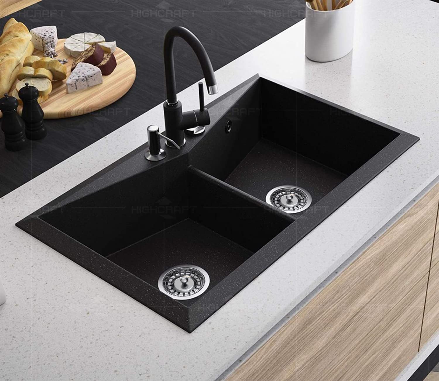 Highcraft 9754 Kitchen Sink (3-1/2 Inch) Stainless Steel Drain Assembly With Strainer Basket And Snaplock Stopper Long Extended