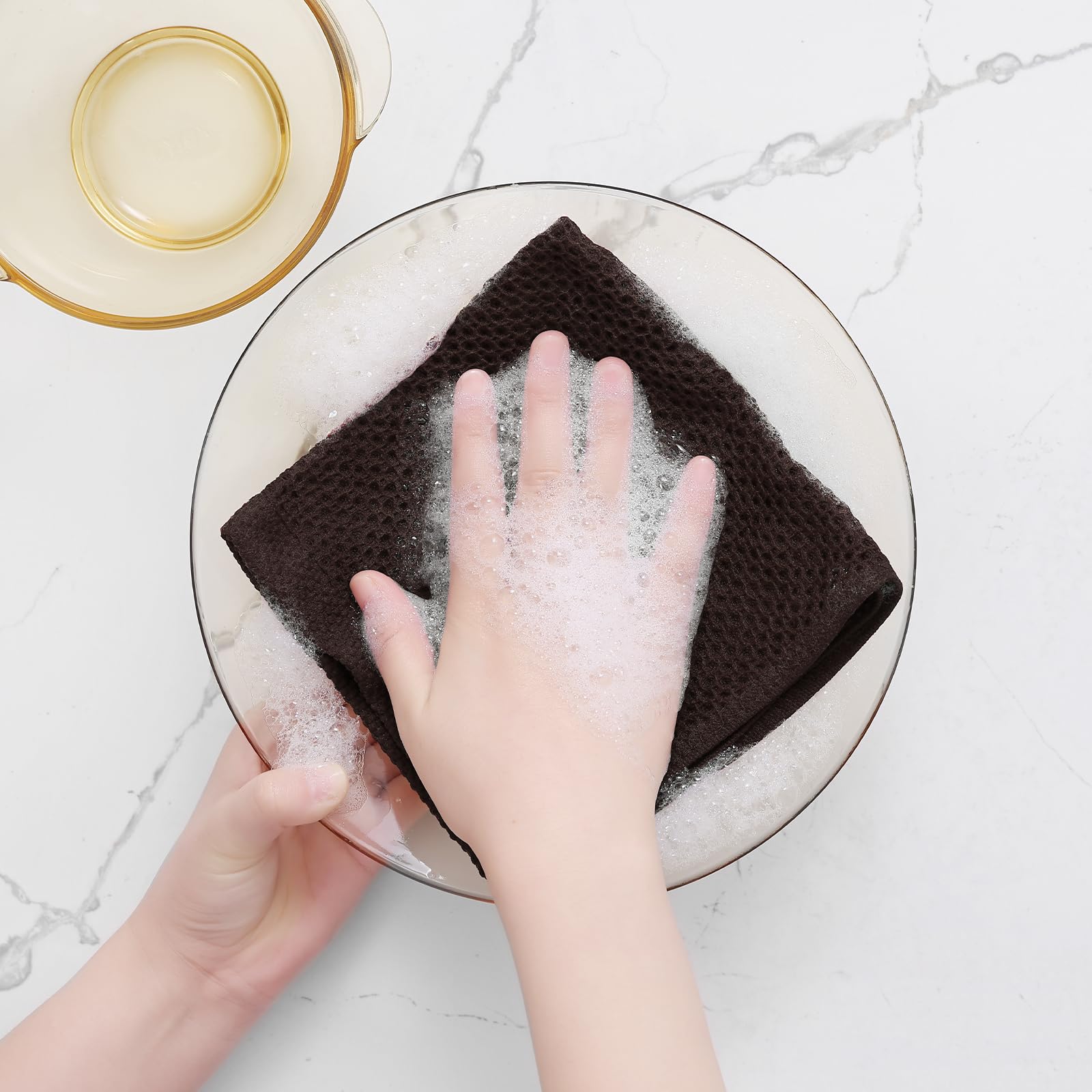 Homaxy 100% Cotton Waffle Weave Kitchen Dish Cloths, Ultra Soft Absorbent Quick Drying Dish Towels, 12 x 12 Inches, 6-Pack, Dark