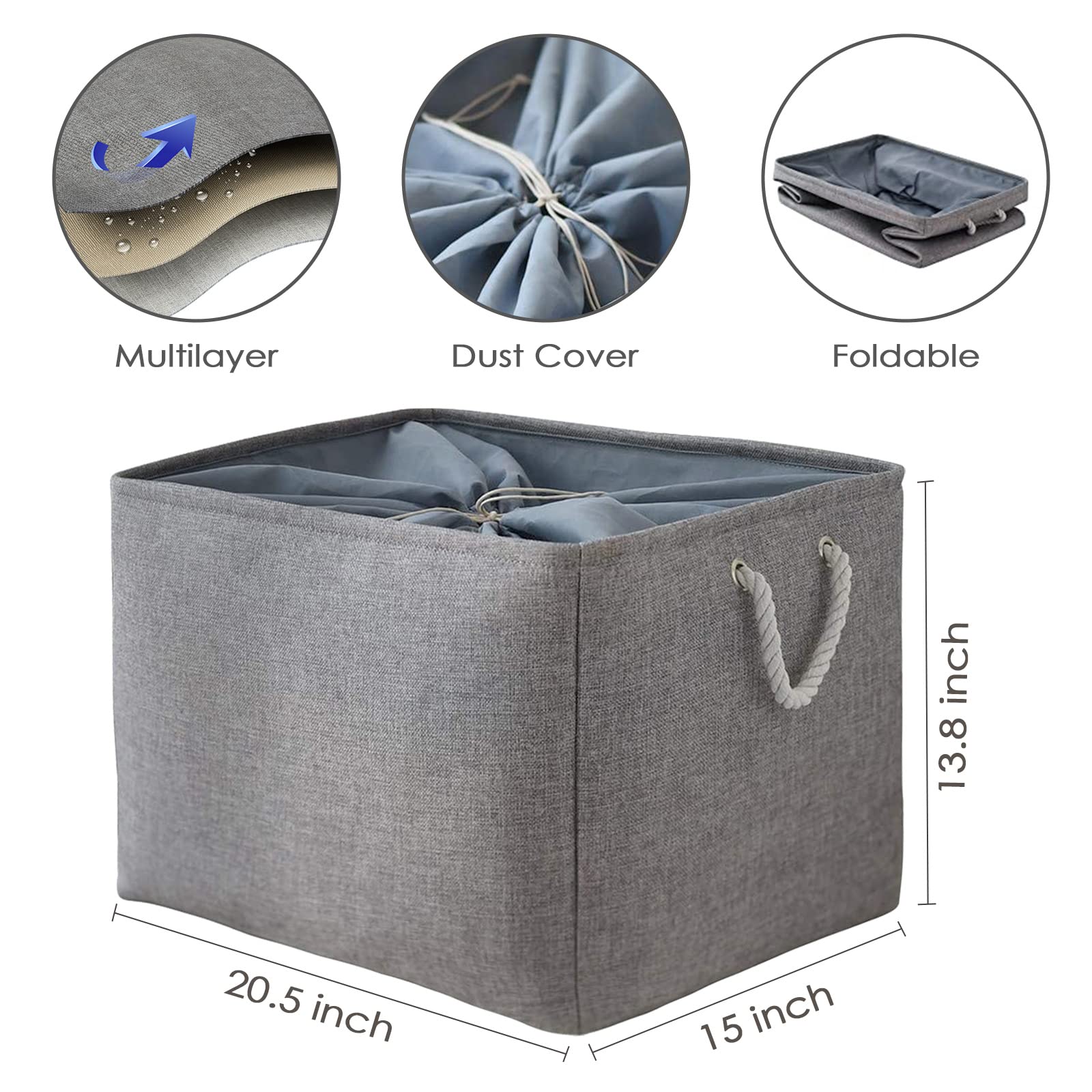 Thewarmhome Storage Baskets For Organizing, Sturdy Fabric Storage Basket , Foldable Storage Baskets For Shelves Closet Nursery T