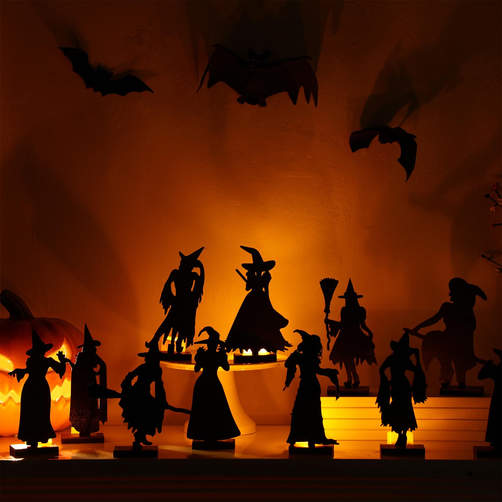 Colingmill 15 Pcs Halloween Tabletop Decoration Witch Decoration Halloween Decorations Wooden Signs Table Decor for Home Table S