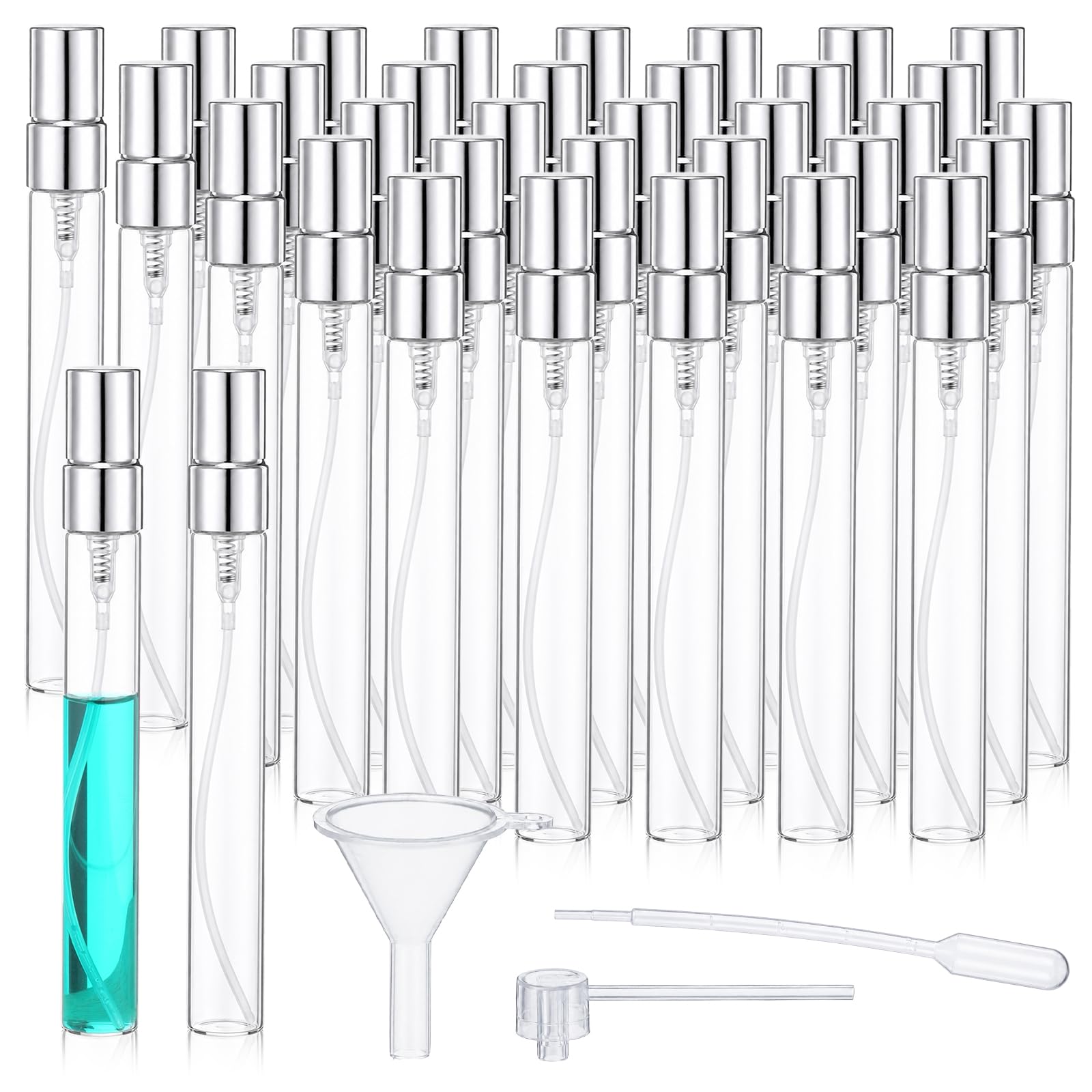 EIHPDEI 50 Pcs 10 ml Perfume Bottles Empty with Dispensing Tools
