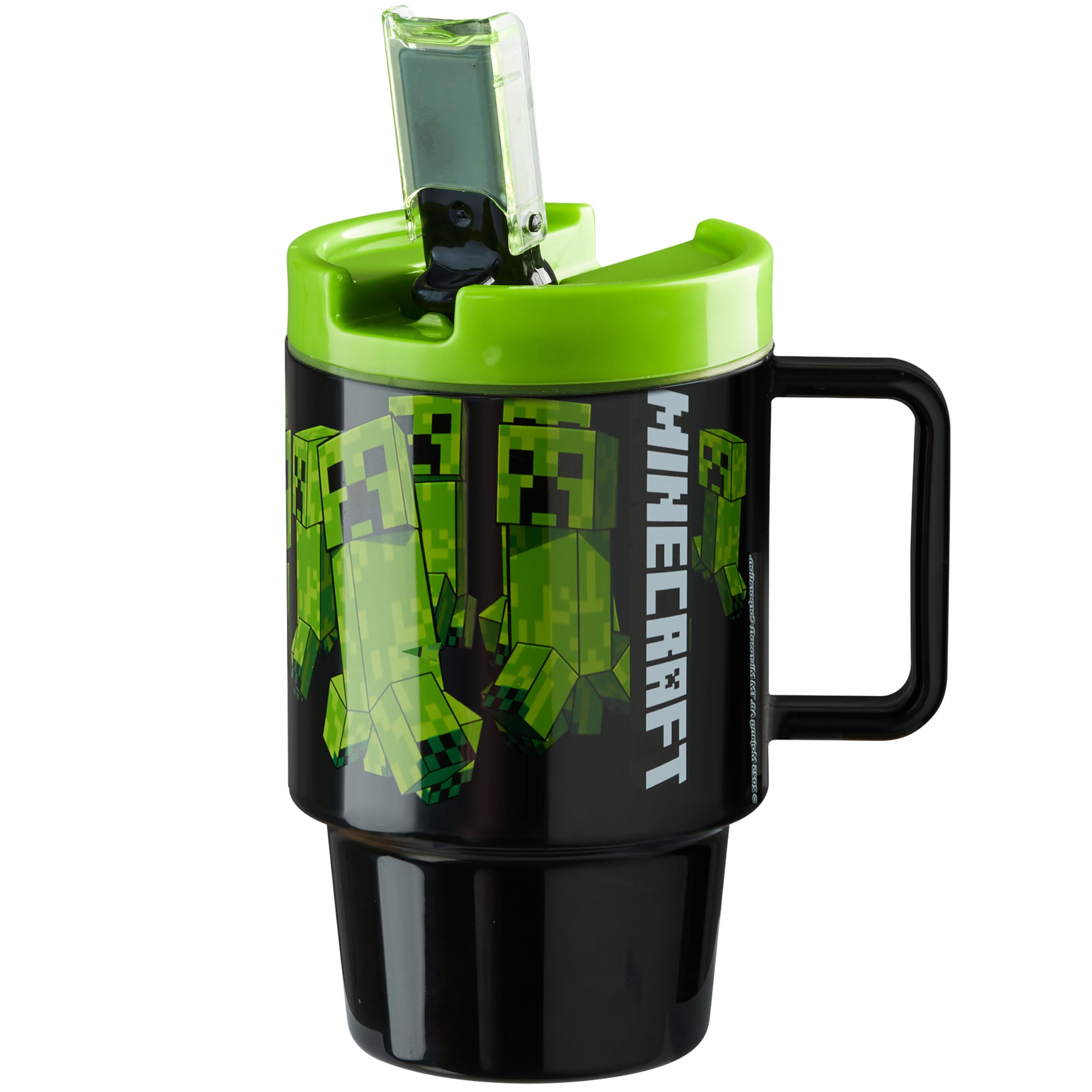 Get Trend Minecraft Kids Water Bottle with Straw 16.9 oz BPA Free Plastic Leakproof Cup with Lid Handle Reusable Drinking Tumble