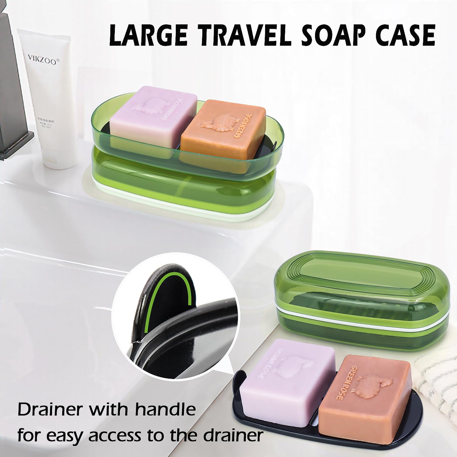 Aidimming Shampoo Bar Holder, Travel Soap Case,Large Shampoo & Conditioner Bar Soap Dish, Soap Box For Facial Cleansing Bar, Soa