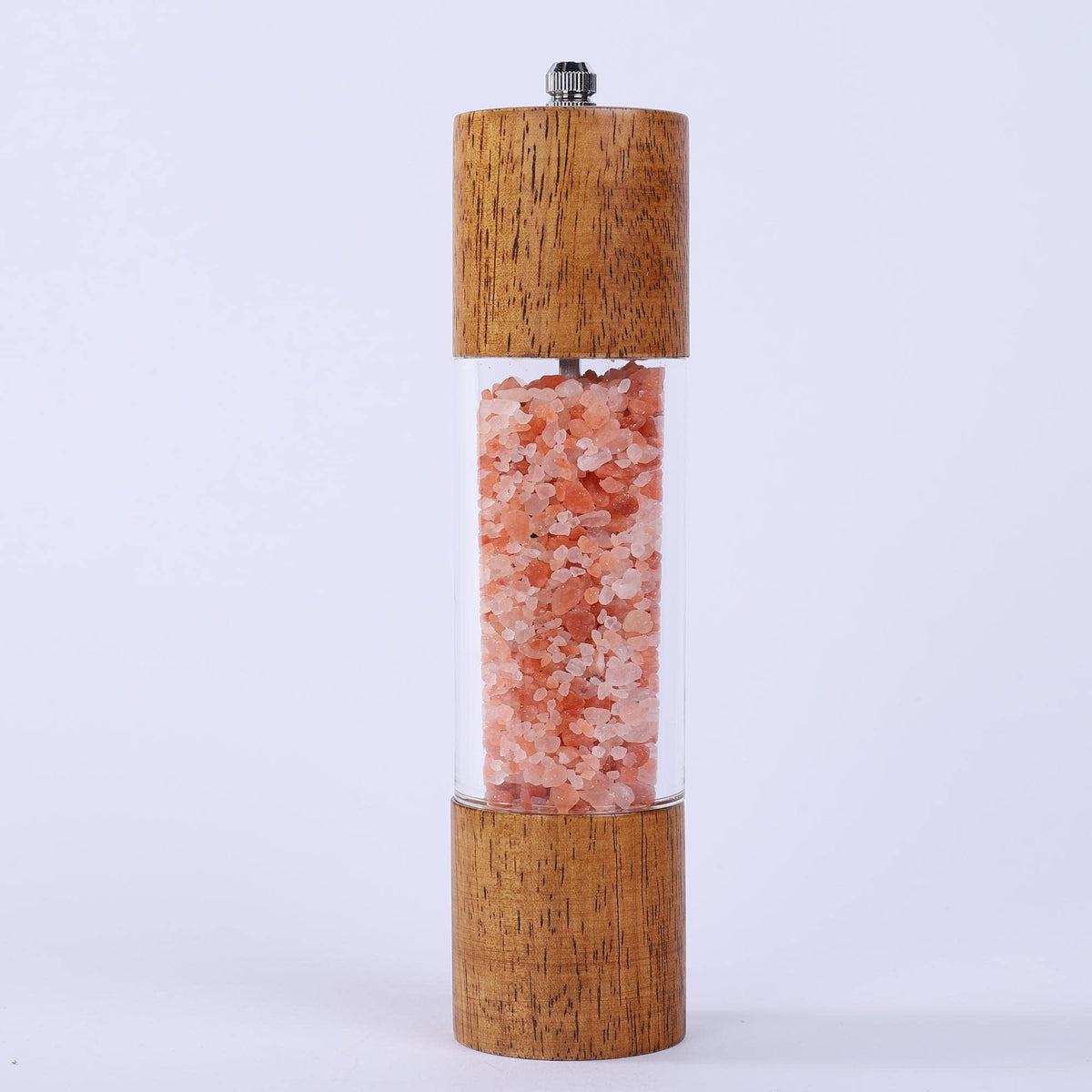 Wooden Salt And Pepper Grinder, 8 Inches Manual Pepper Mills, Wood Shakers With Glass Window, Refillable Hand Spice Dispenser Fo