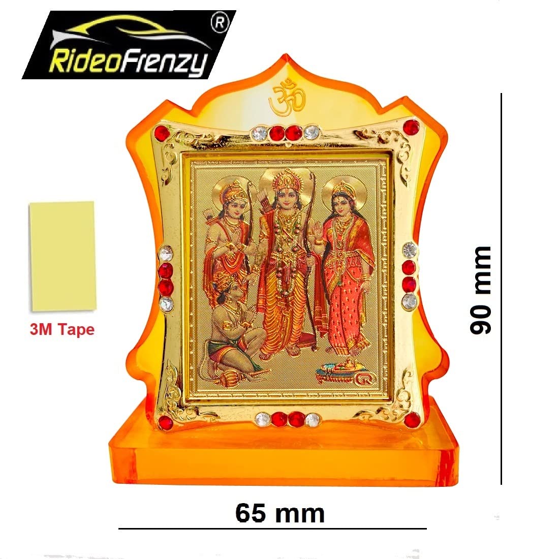 Rideofrenzy Gold Plated Ram Darbar Idol For Car Dashboard | Small Shree Ram Ji Murti For Home, Office Table, Mandir | Full Ram D