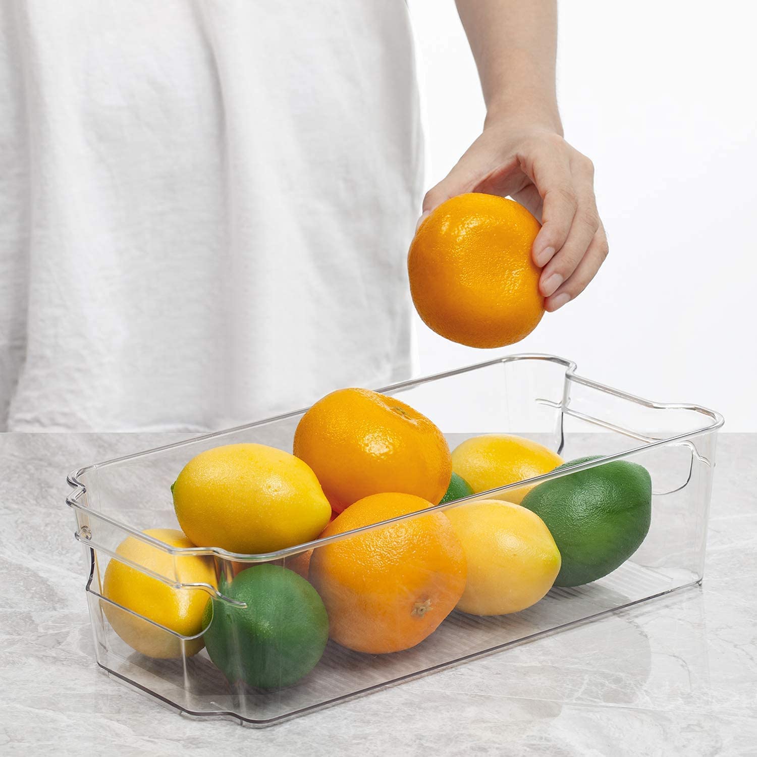 Nishiv Clear Fridge Organizer And Stackable Storage Bins For Pantry Organizer Food Storage Bins With Handle For Refrigerator,Fri