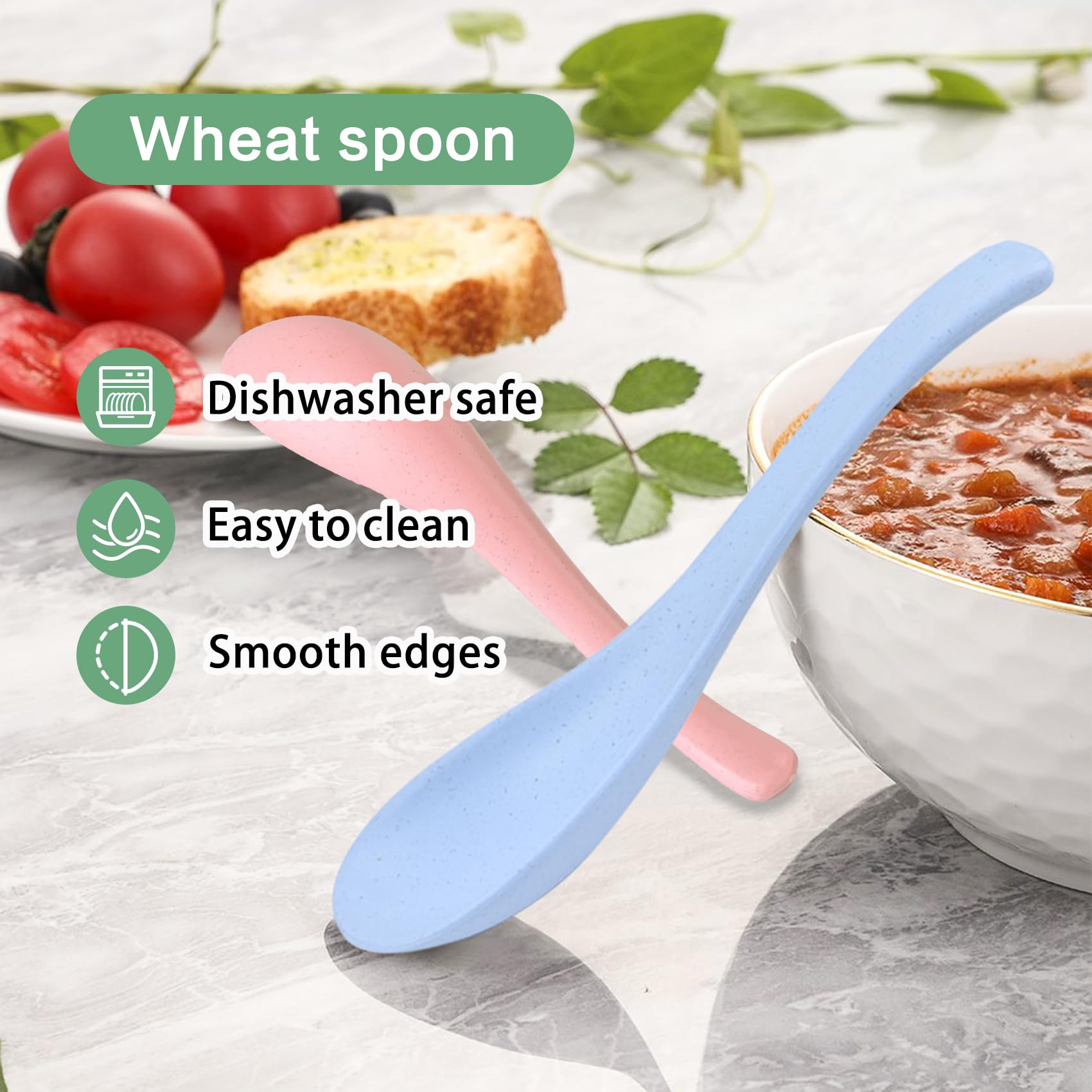 8 Pcs Plastic Spoon Dinner Spoons, Lnrkai Portable Reusable Soup Spoon Reusable Multicolor Lightweight Durable Spoon Dishwasher