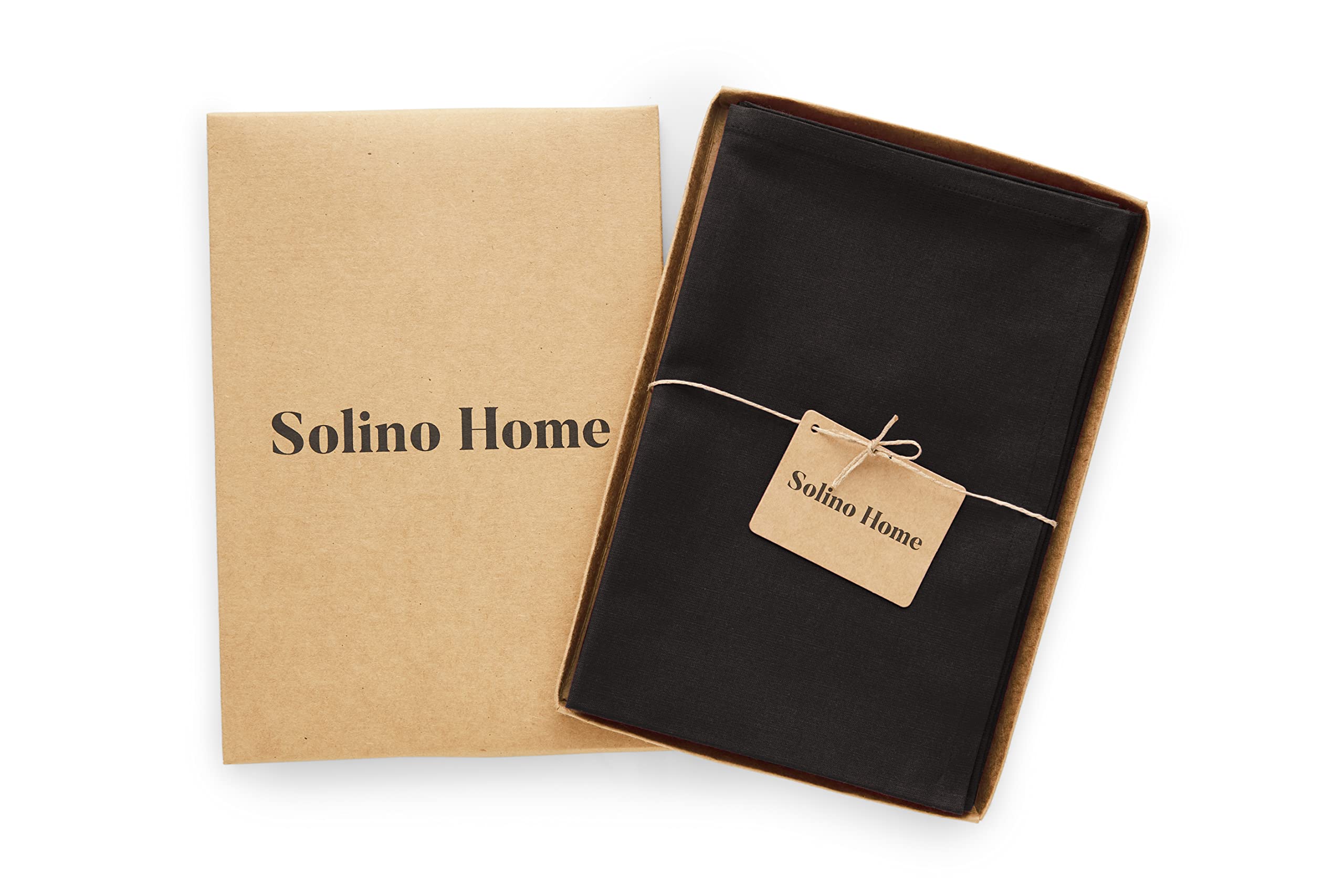 Solino Home Dinner Napkins 20 X 20 Inch - Dru Cotton Linen Black Cloth Napkins Set Of 4 For Spring, Easter - Handcrafted And Mac
