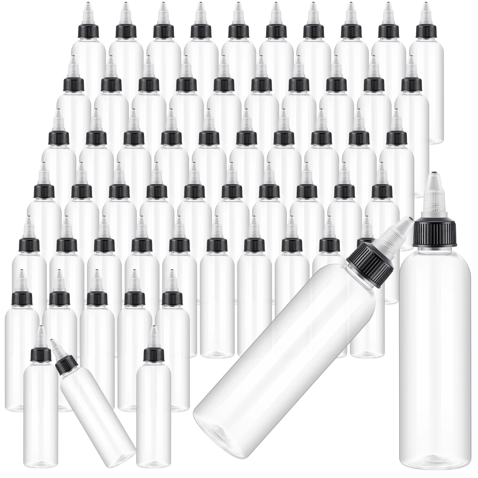 Irenare 100 Pcs 4 Oz Plastic Squeeze Bottles Bulk Boston Dispensing Bottles Empty Hair Oil Bottles With 20/410 Twist Top Cap For