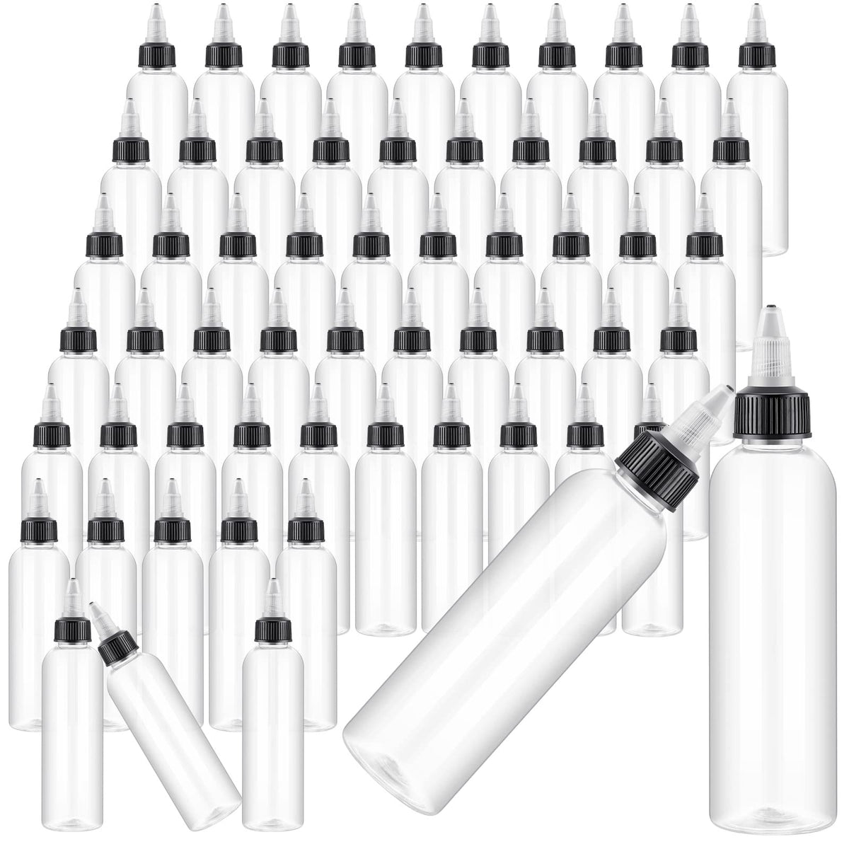 Irenare 100 Pcs 4 Oz Plastic Squeeze Bottles Bulk Boston Dispensing Bottles Empty Hair Oil Bottles With 20/410 Twist Top Cap For