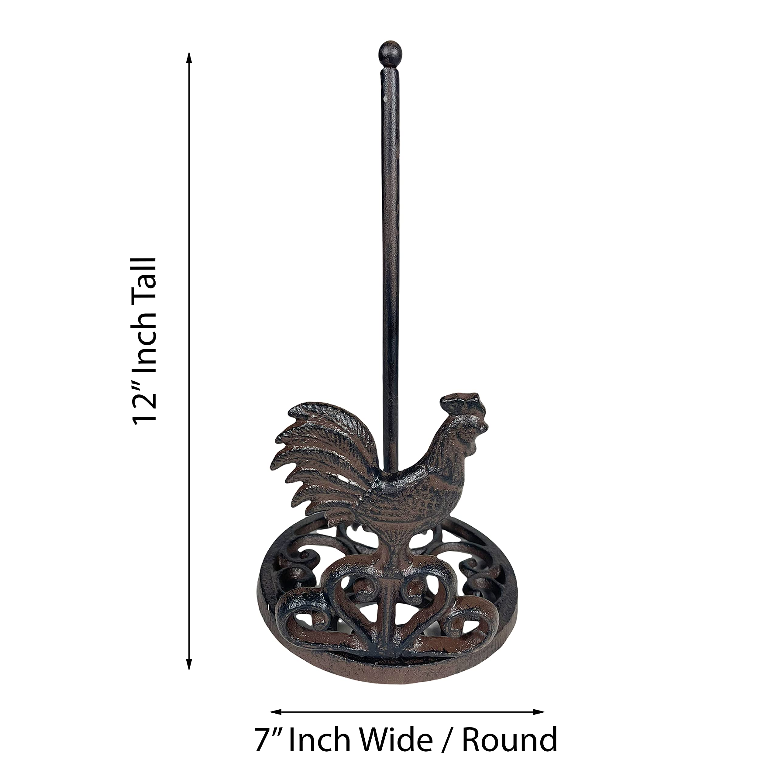 Urbalabs Cast Iron Farmhouse Paper Towel Holder Rooster Metal Paper Towel Holder Roll Paper Towel Stand For Farmhouse Kitchen De