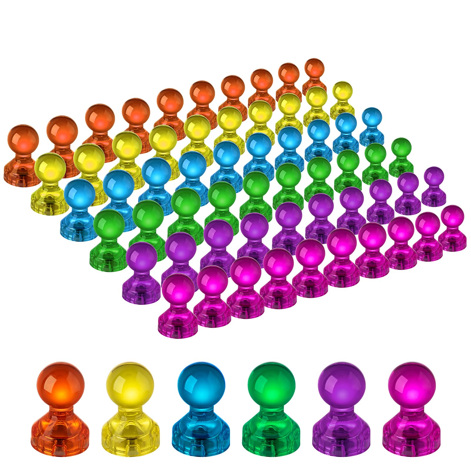60 PCS Colorful Strong Magnetic Push Pin Magnets, Office Classroom Magnets,6 Assorted Color, Perfect to use as Kitchen Home and 