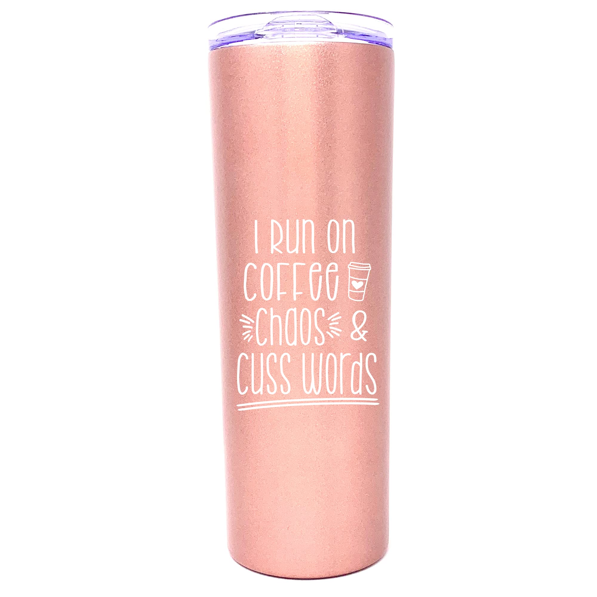Brooke & Jess Designs Coffee Chaos Cuss Words 20 Oz Tumbler - Best Insulated Travel Cup For Women - Great Gifts For Mom, Coworke