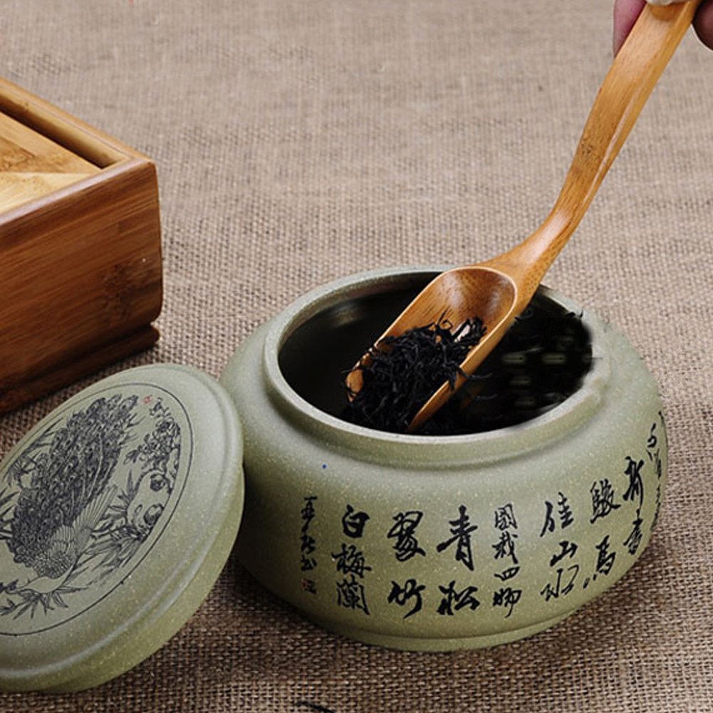 Tea Spoons Natural Bamboo Tea Spoon For Loose Tea ,Cucumis 6Pcs Kung Fu Tea Spade Natural Bamboo Wood Spoons For Scooping Coffee