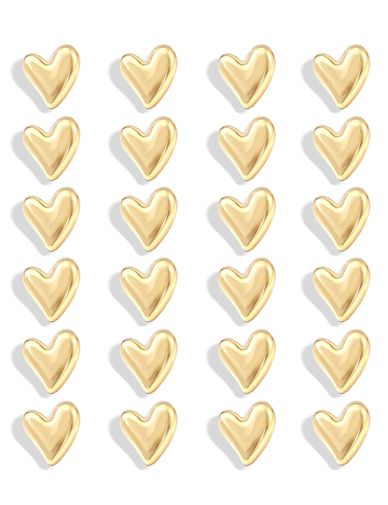 24PCS Gold Fridge Magnets Cute Love Heart Refrigerator Magnets, Decorative Magnets for Whiteboard Cabinet Locker, Lovely Fun Mag