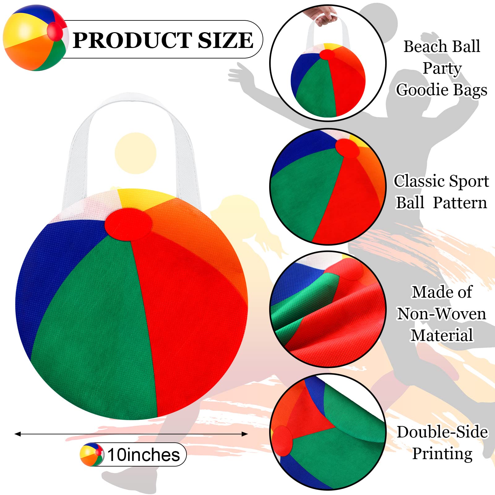 Shihanee 24 Pcs Beach Ball Party Favor Bags Pool Themed Goody Candy Bags Summer Treat Handbags Beach Non Woven Gift Handbags For