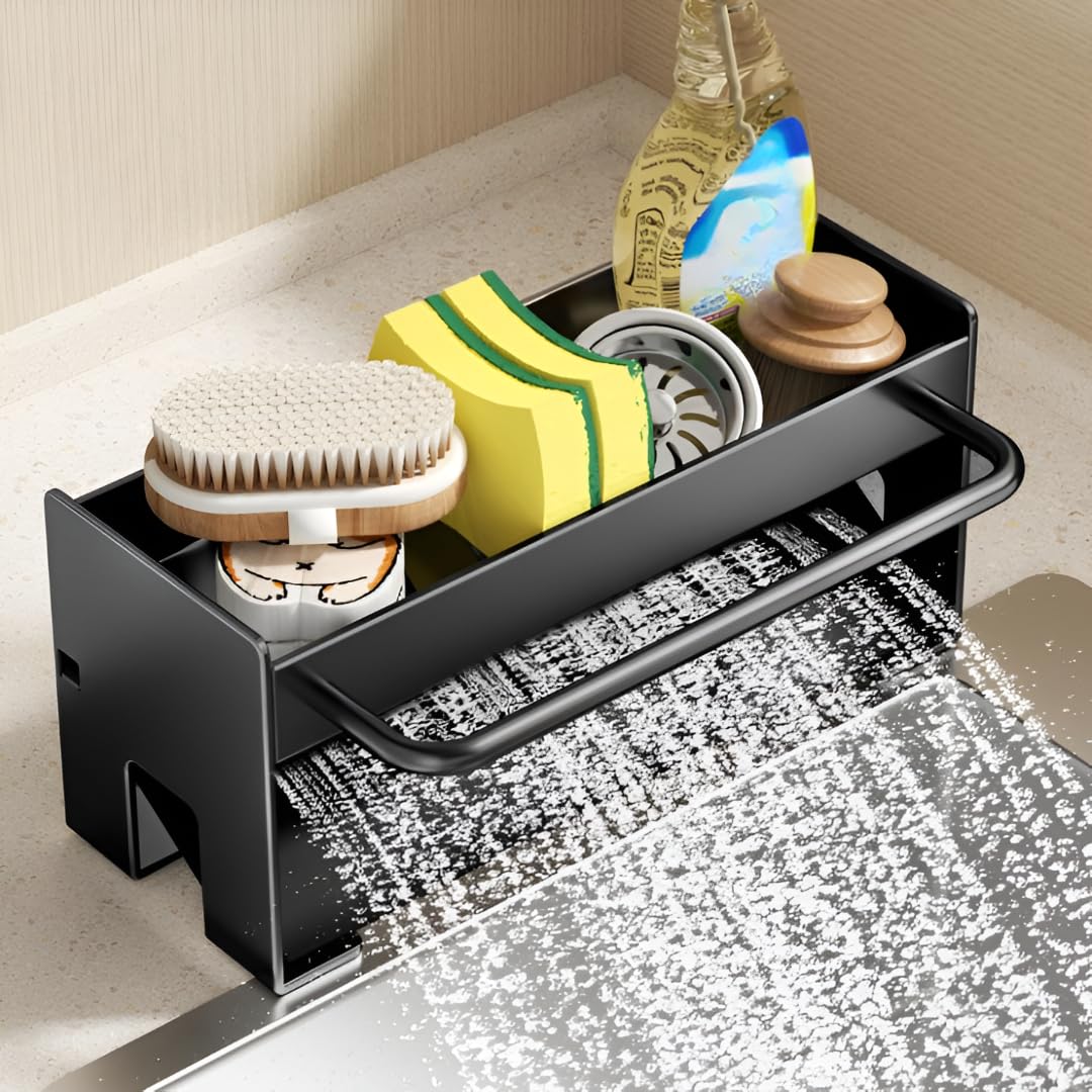 Earthcone Metal Sponge Holder With Drain Tray Kitchen Sink Caddy Organizer