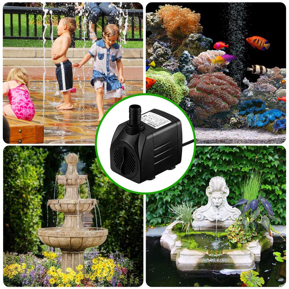 Pulaco 10W 160Gph Submersible Pump With 33 Ft Tubing For Aquariums, Fish Tank, Pond Fountain, Statuary, Hydroponics, Water Featu