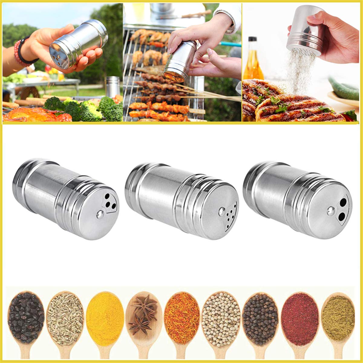Fantasyday Gift Set Spice Jar With Shaker Tops Food Seasoning Dressing Bottle With Travel Bag Salt/Sugar/Spice/Pepper/Cheese Sha