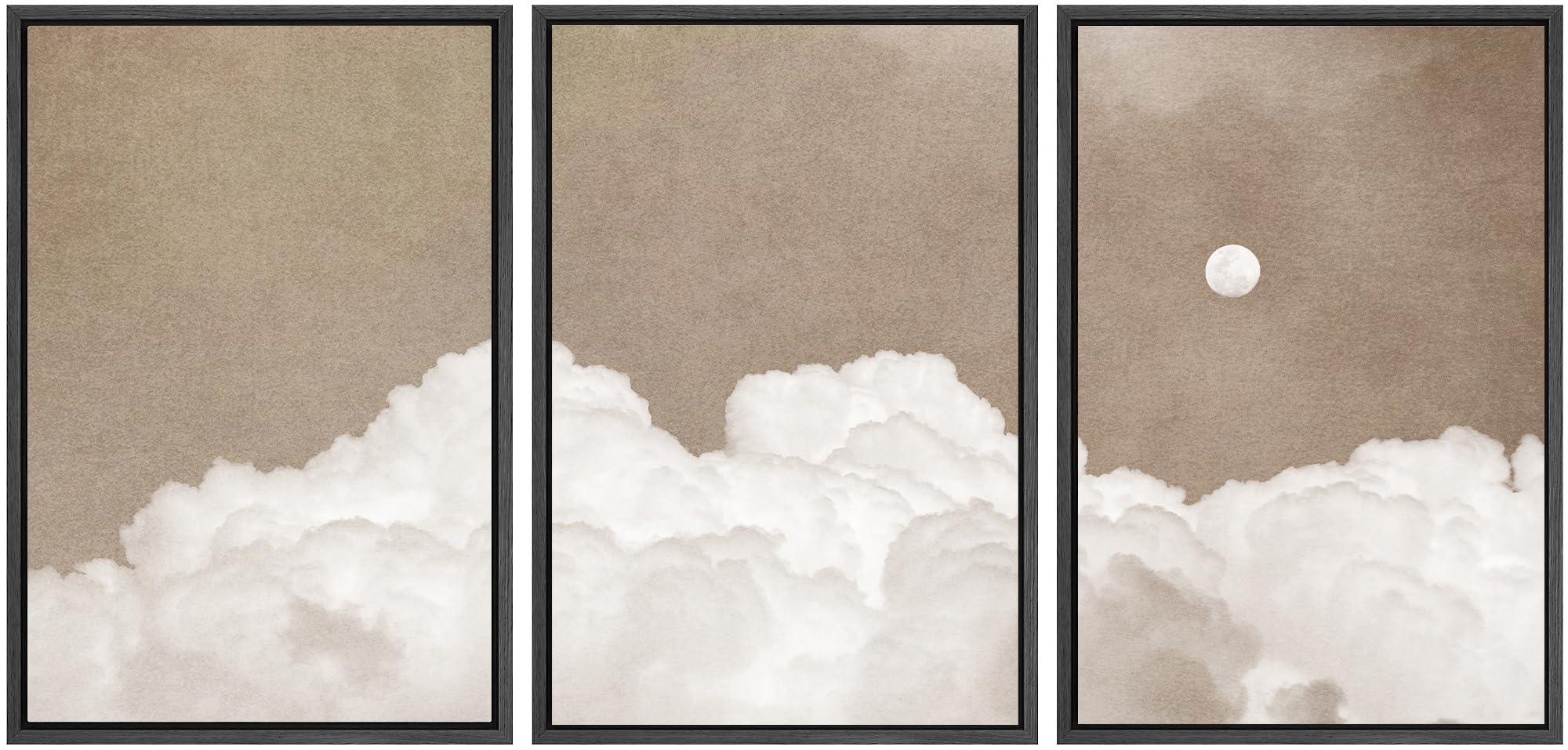 Signwin Framed Canvas Print Wall Art Set Celestial Softness Cloudy Skies And A Moonlit Night Abstract Modern Art Bohemian Decora