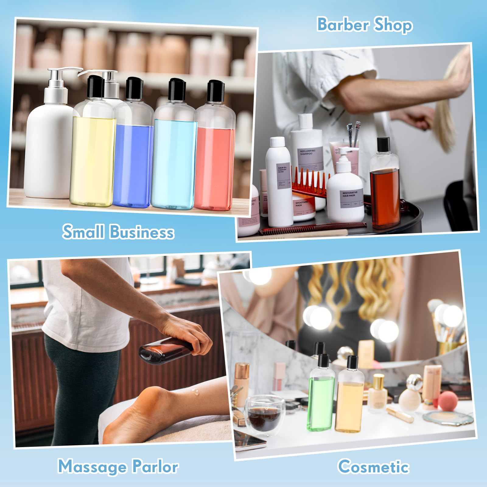 Domensi 24 Pcs 10Oz Plastic Bottle Squeeze Containers With Disc Cap Clear Travel Bottles Reusable Empty Toiletries Shampoo Conta