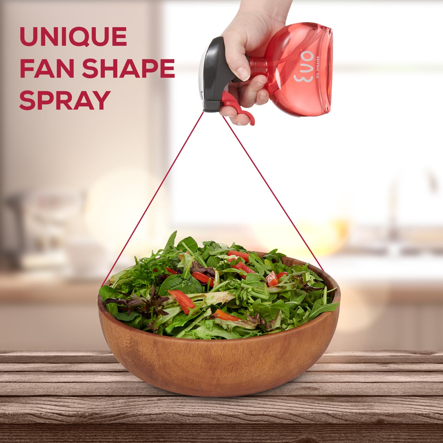 Evo Oil Sprayer Glass Bottle | Non-Aerosol for Oils & Vinegars | 6-Oz Capacity | Red | Model 8116RD