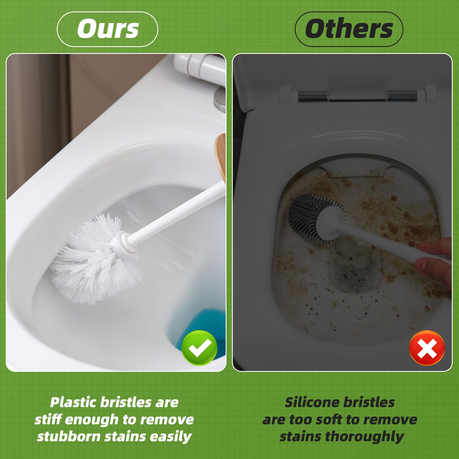 Subekyu Toilet Brush, Toilet Bowl Brush And Holder Set, Bathroom Toilet Bowl Cleaner Scrub Brush Set Scrubber For Deep Cleaning,