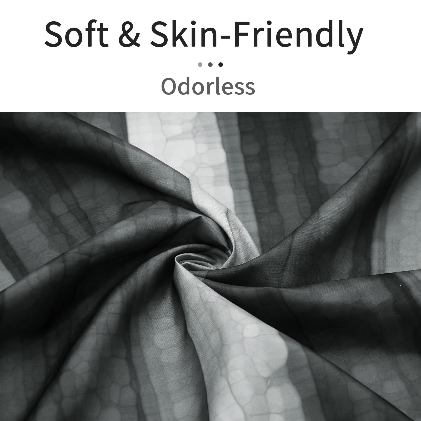 Gibelle Long Shower Curtain 72 X 78, Tall Black Grey Shower Curtain Set, Abstract Modern Fabric Shower Curtain For Bathroom, Coo