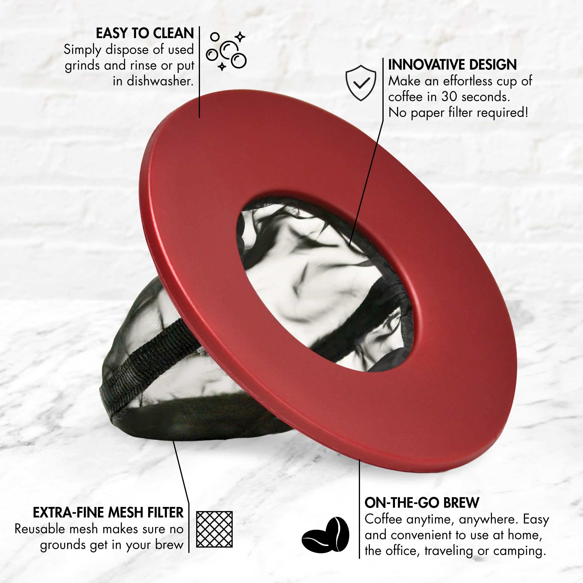 Primula Brew Buddy Portable Pour Over, Reusable Fine Mesh Filter, Dishwasher Safe, Single Serve Coffee Or Tea At Any Strength, I