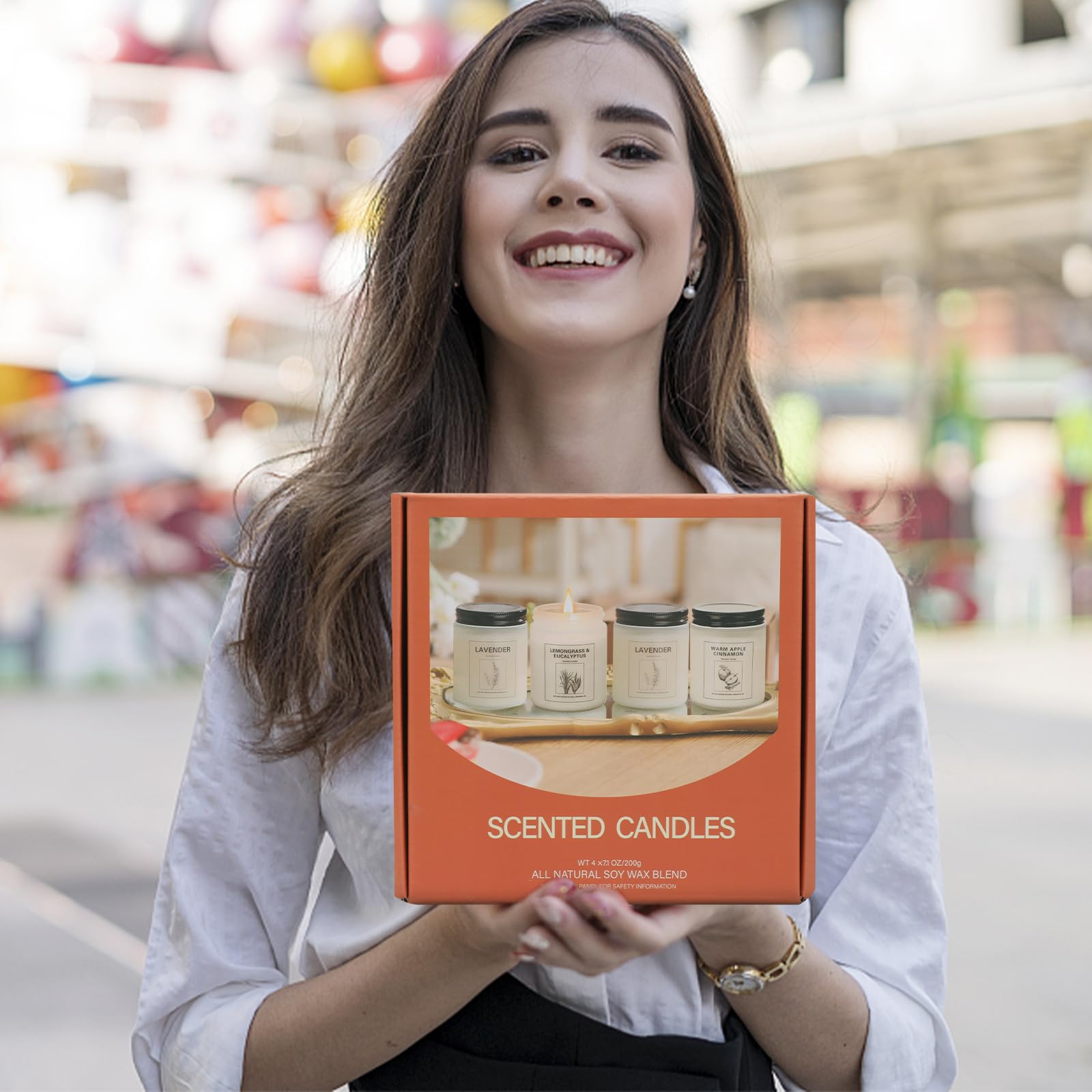 4 Pack Candles for Home Scented, Lavender Candles Gifts Set for Women, 28 oz Aromatherapy Apples Cinnamon Scented Candles for Ho