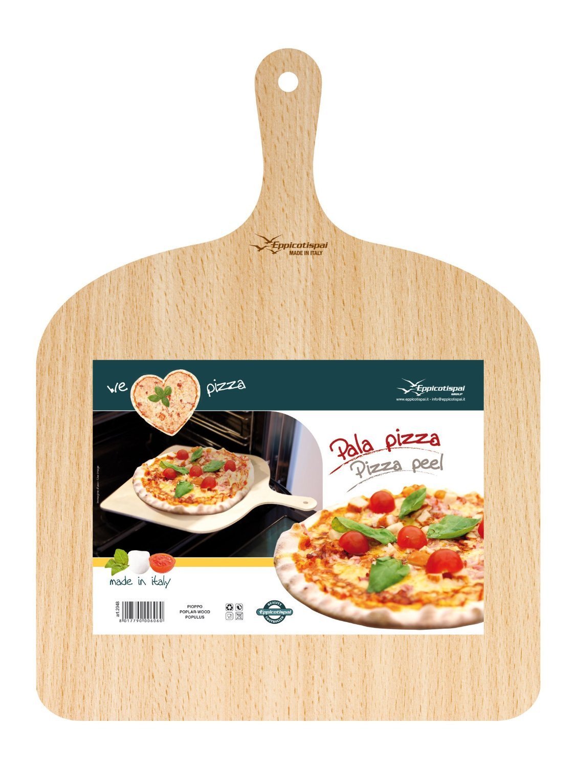 Eppicotispai Pizza Set With Cooking Stone And Pizza Peel, Silver
